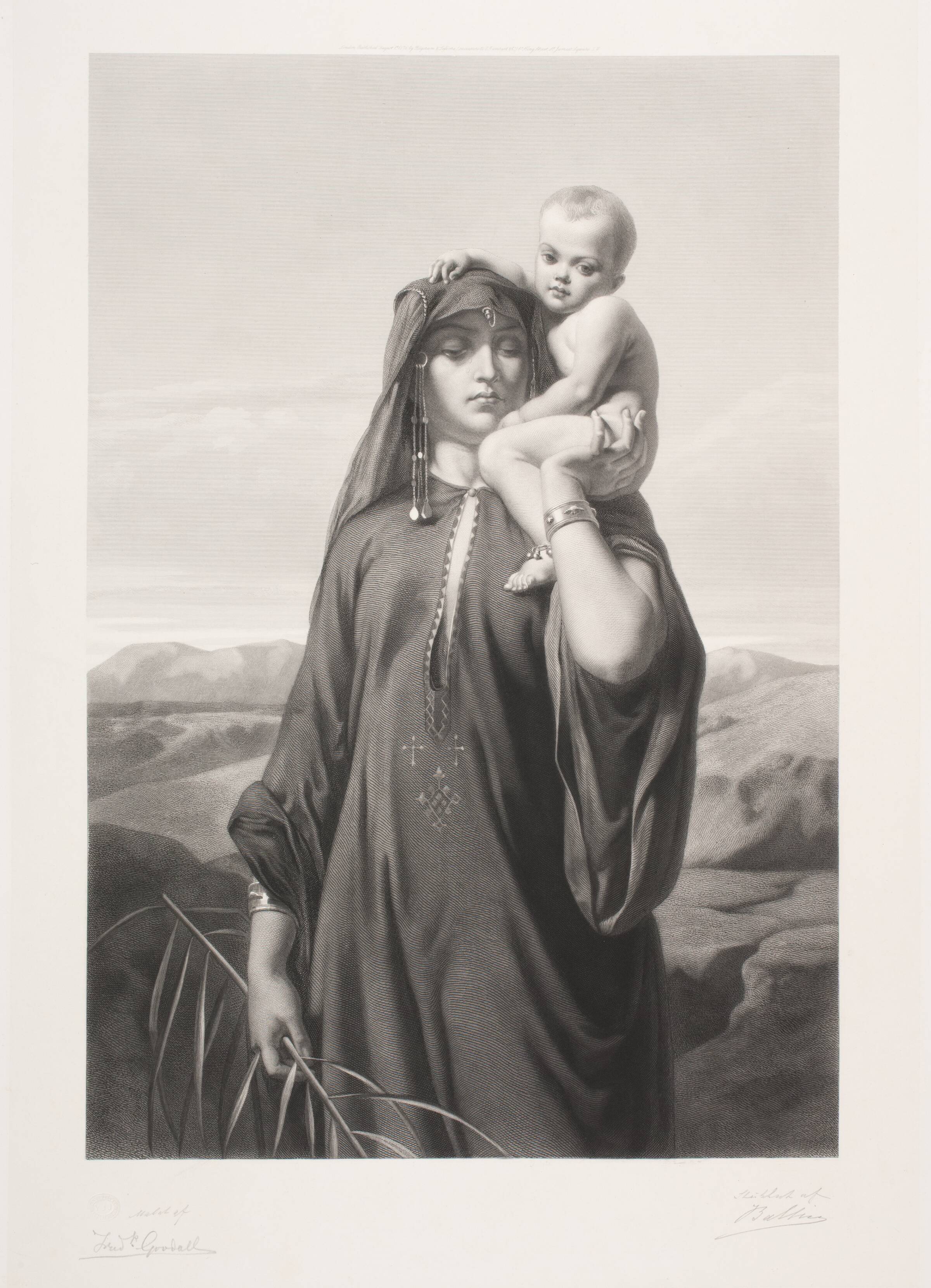 Palmeofring. En ægyptisk kvinde på vej til hendes mands grav med en palmegren, efter østerlandsk skik, Joel Ballin, 1874-1878