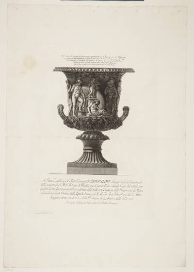 Stor marmorvase udsmykket med et relief forestillende ofringen af Iphigenia