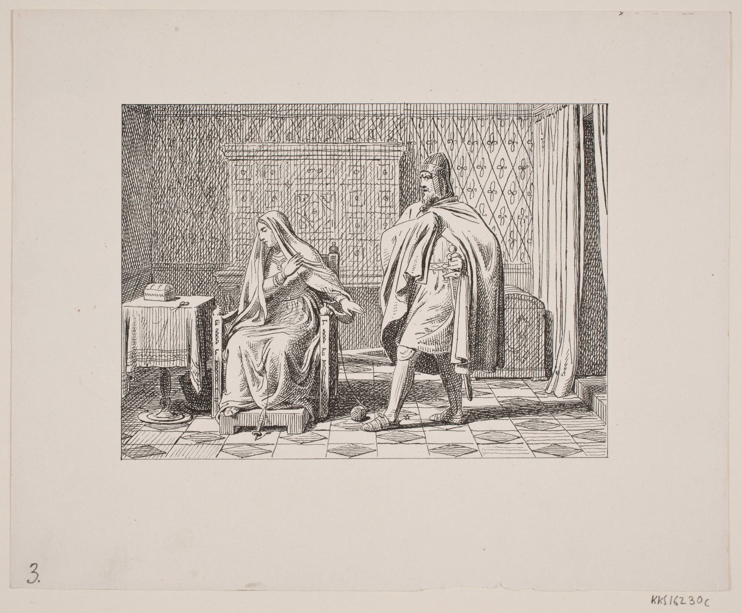 Illustration til Svend Grundtvig, "Marsk Stig: Dansk Folkevise Fra 13de Aarhundrede", 1861, Constantin Hansen, 1861