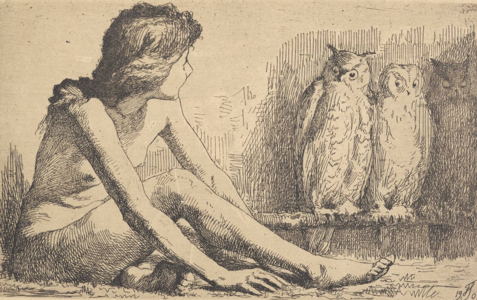 Pigen med uglerne, Frans Schwartz, 1901