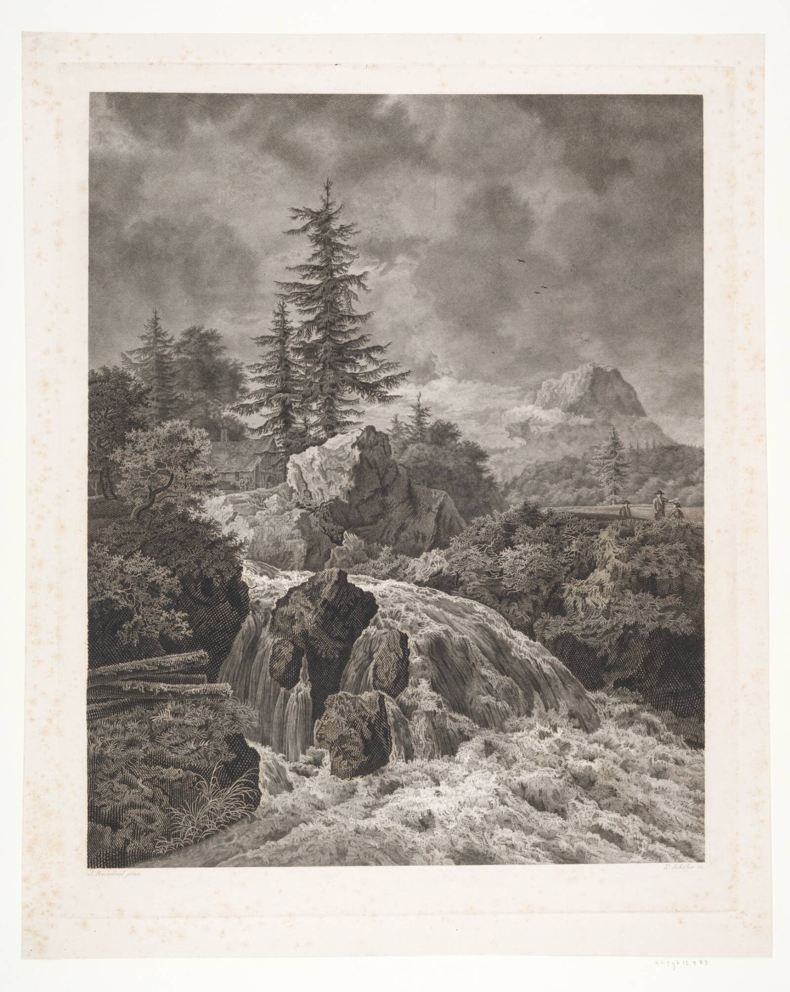 Landskab med vandfald, Peter Christian Schøler, 1803-1856