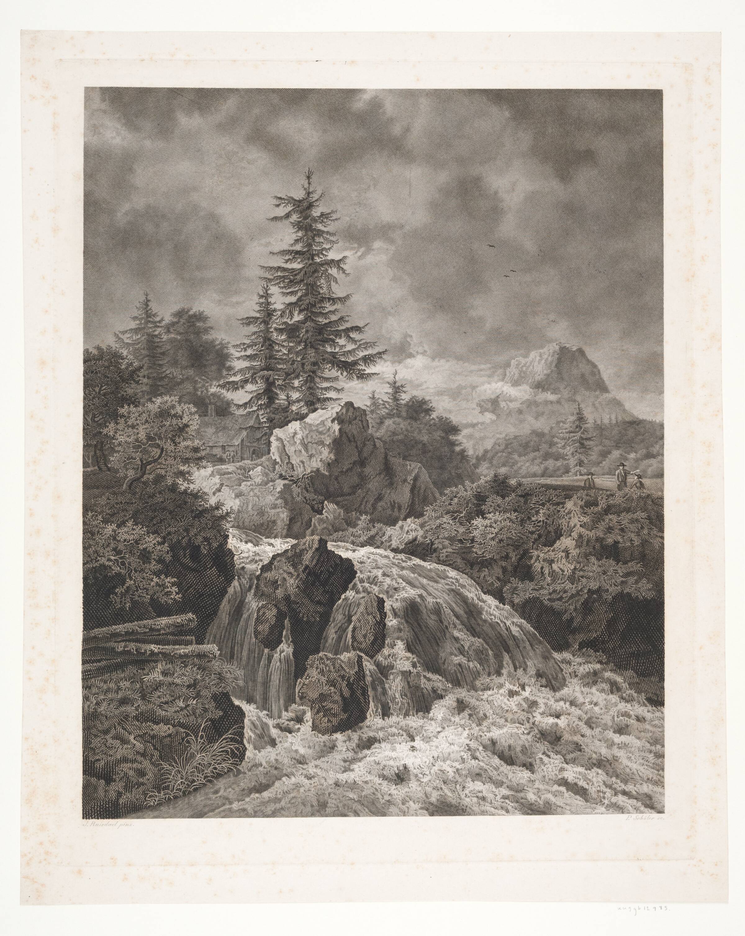 Landskab med vandfald, Peter Christian Schøler, 1803-1856