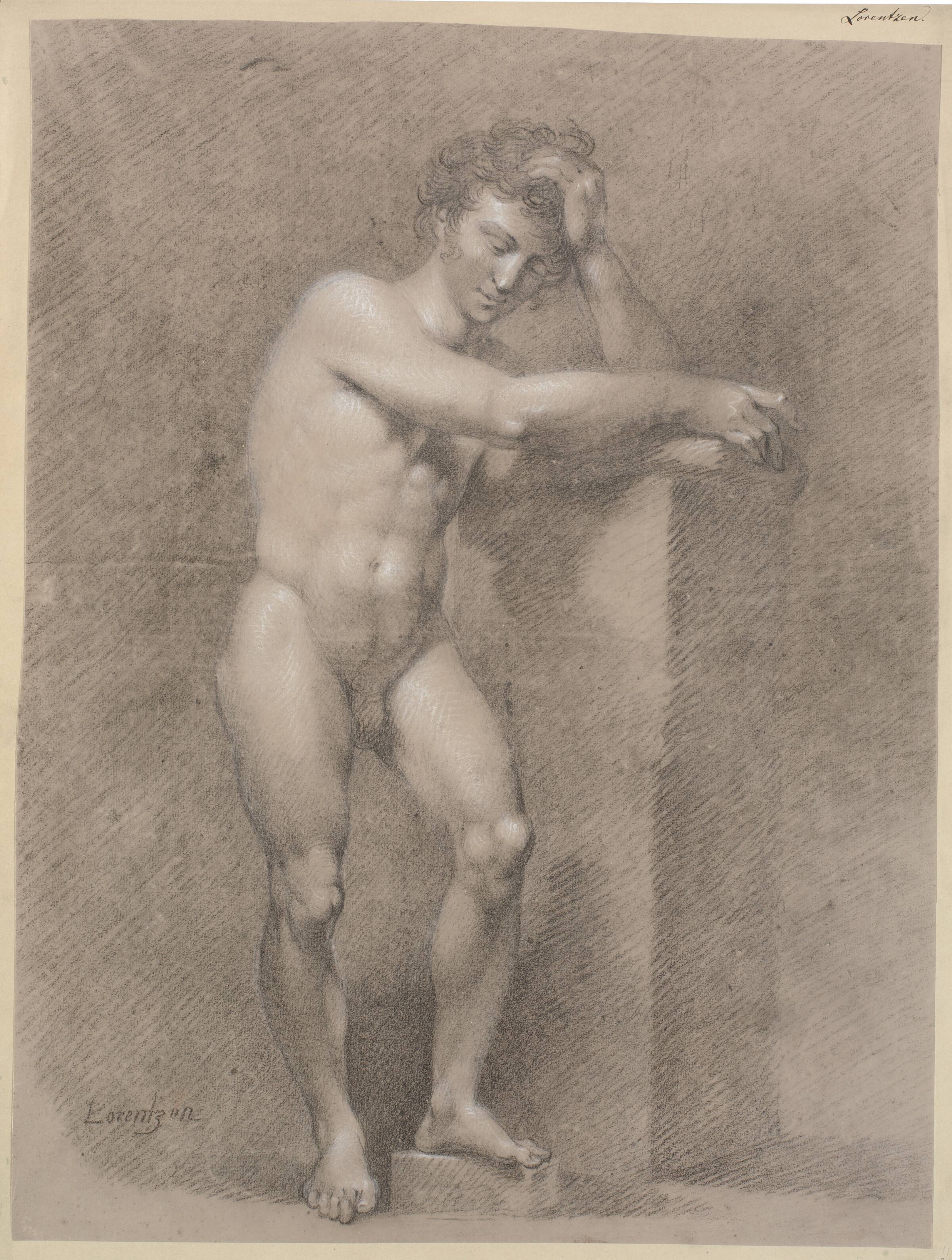 Stående model lænet til høj plint, C.A. Lorentzen, 1746-1828