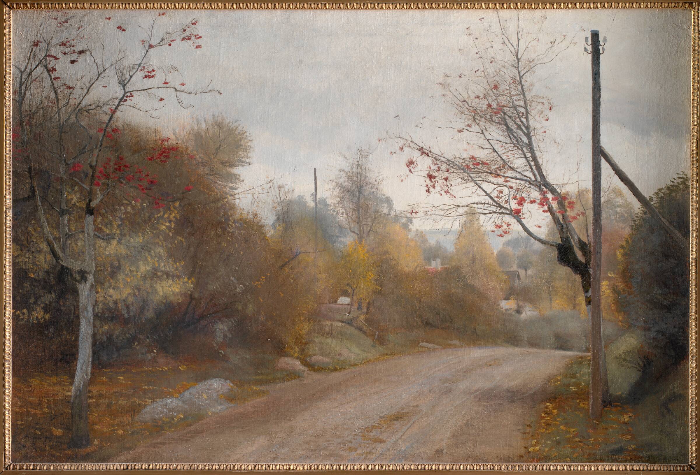 Landevejen ved Mogenstrup. Efterår, L.A. Ring, 1888