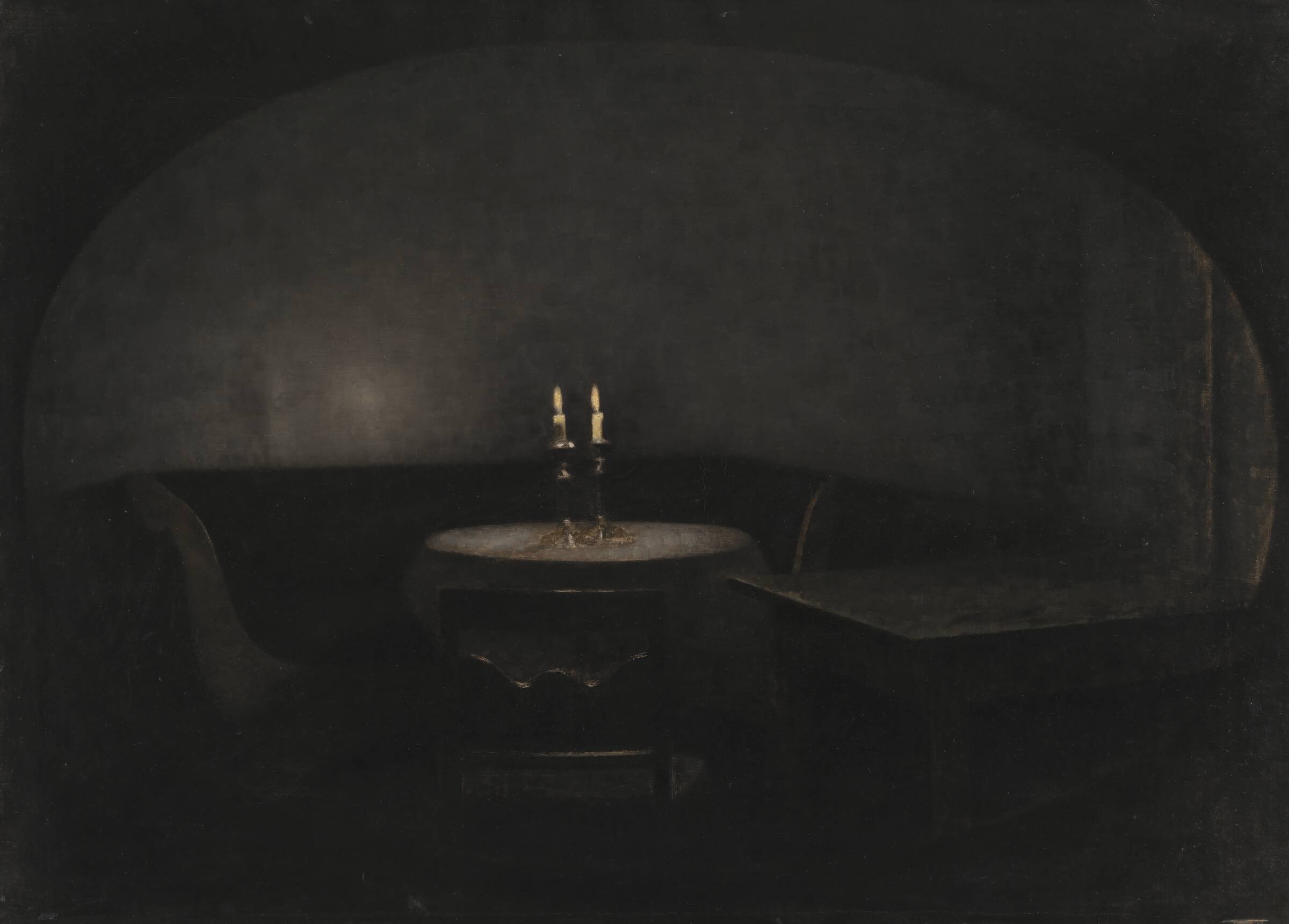 Interiør. Kunstigt lys, Vilhelm Hammershøi, 1909