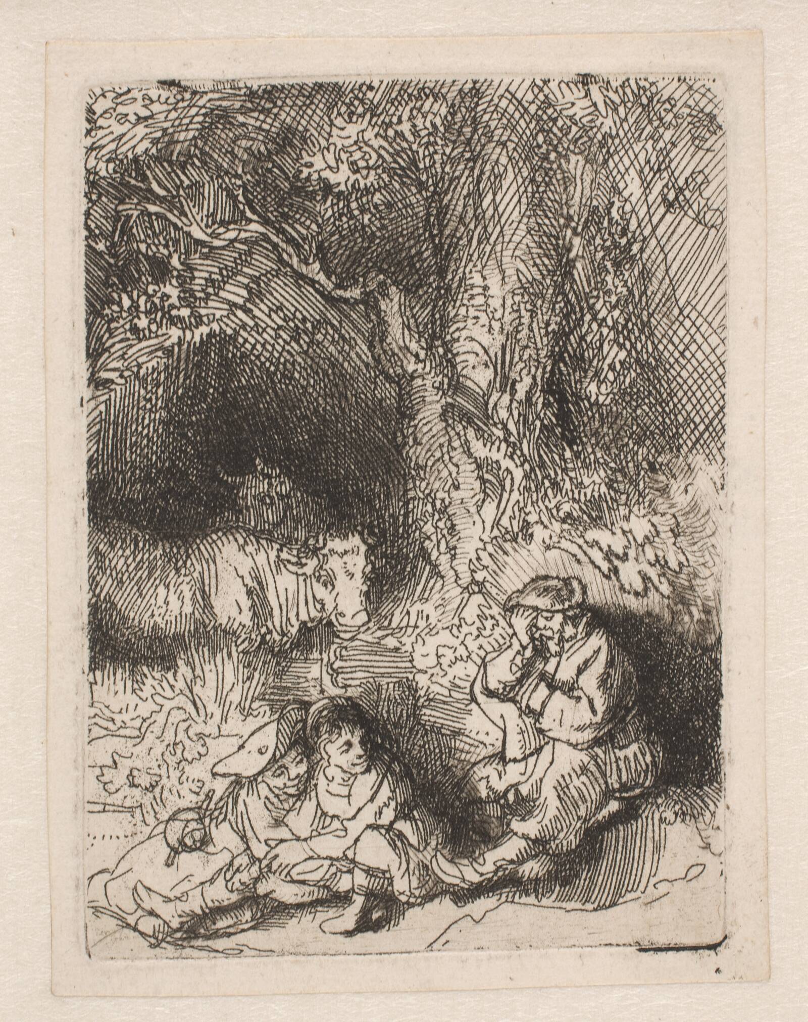 Den sovende hyrde, Rembrandt van Rijn, 1644