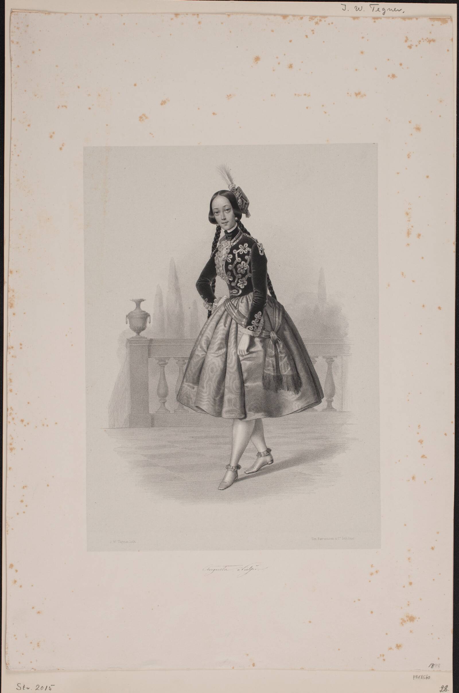 Augusta Nielsen i kostume, Isac Wilhelm Tegner, 1848