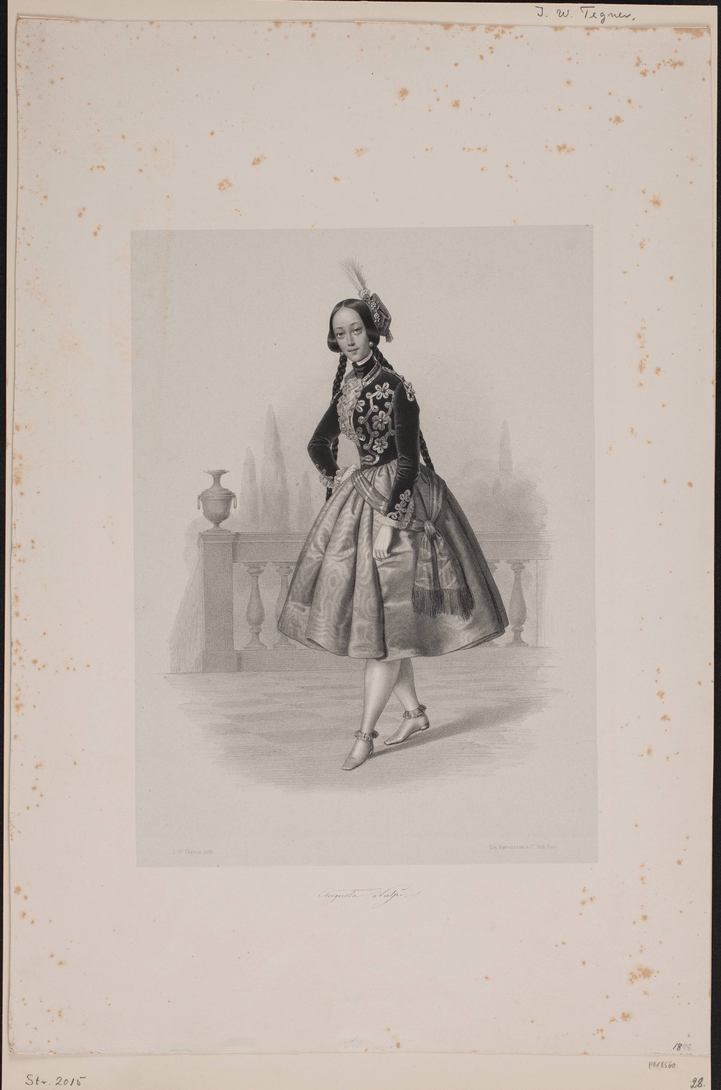 Augusta Nielsen i kostume, Isac Wilhelm Tegner, 1848