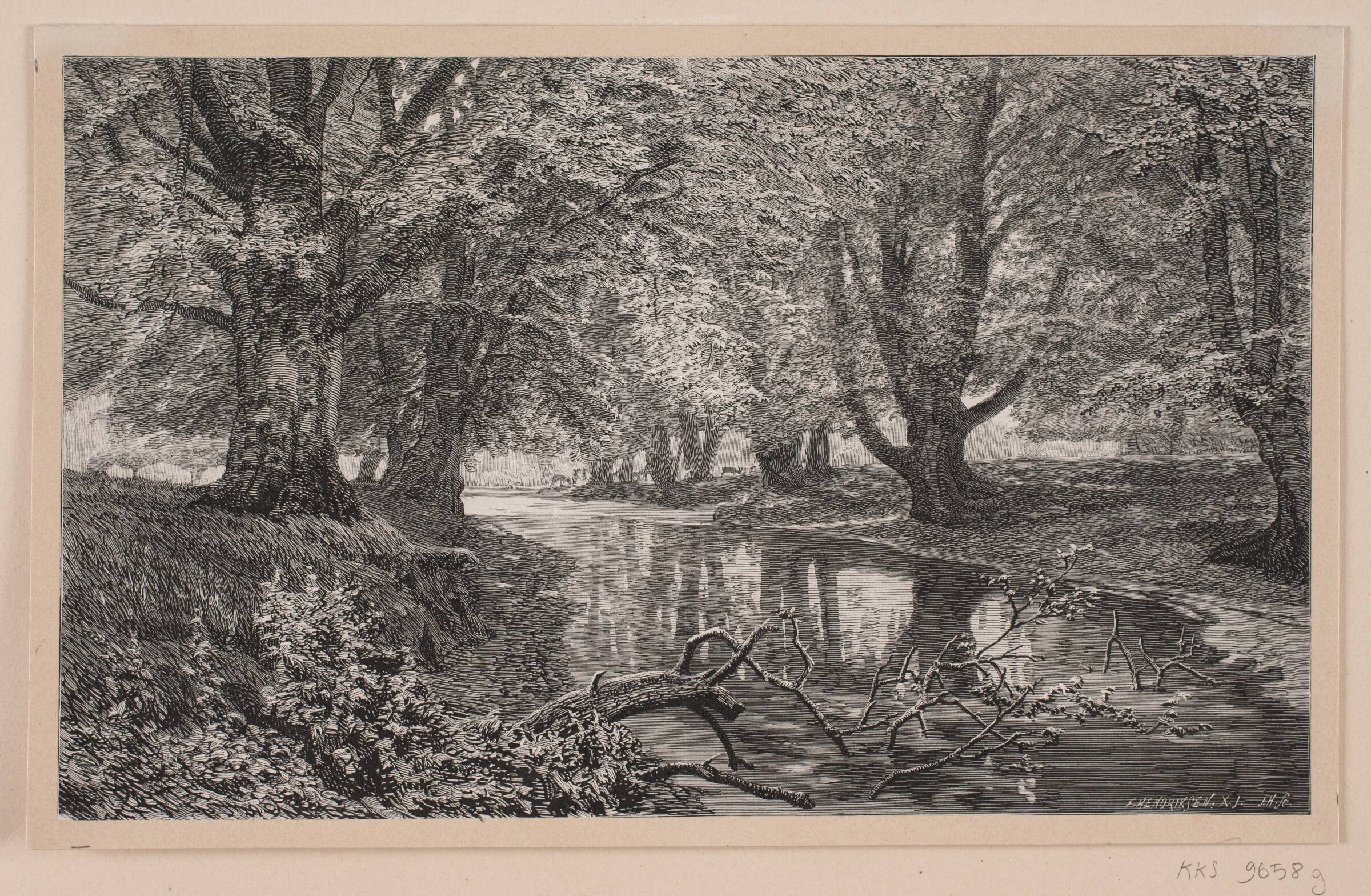 Et stille vand i Dyrehaven, J. Hildebrand, 1885