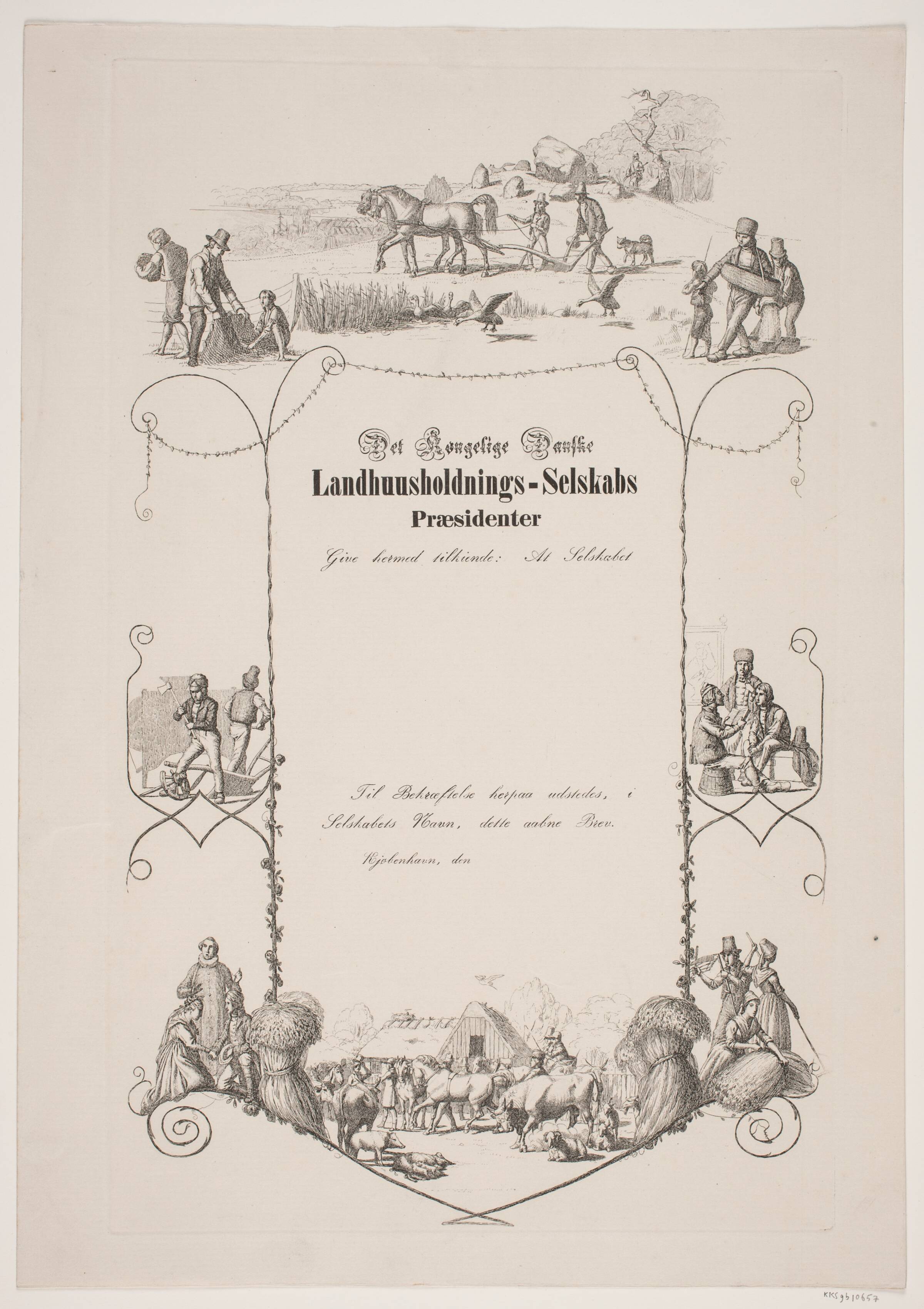 Det Kongelige Landhusholdningsselskabs diplom, Jørgen V. Sonne, 1842