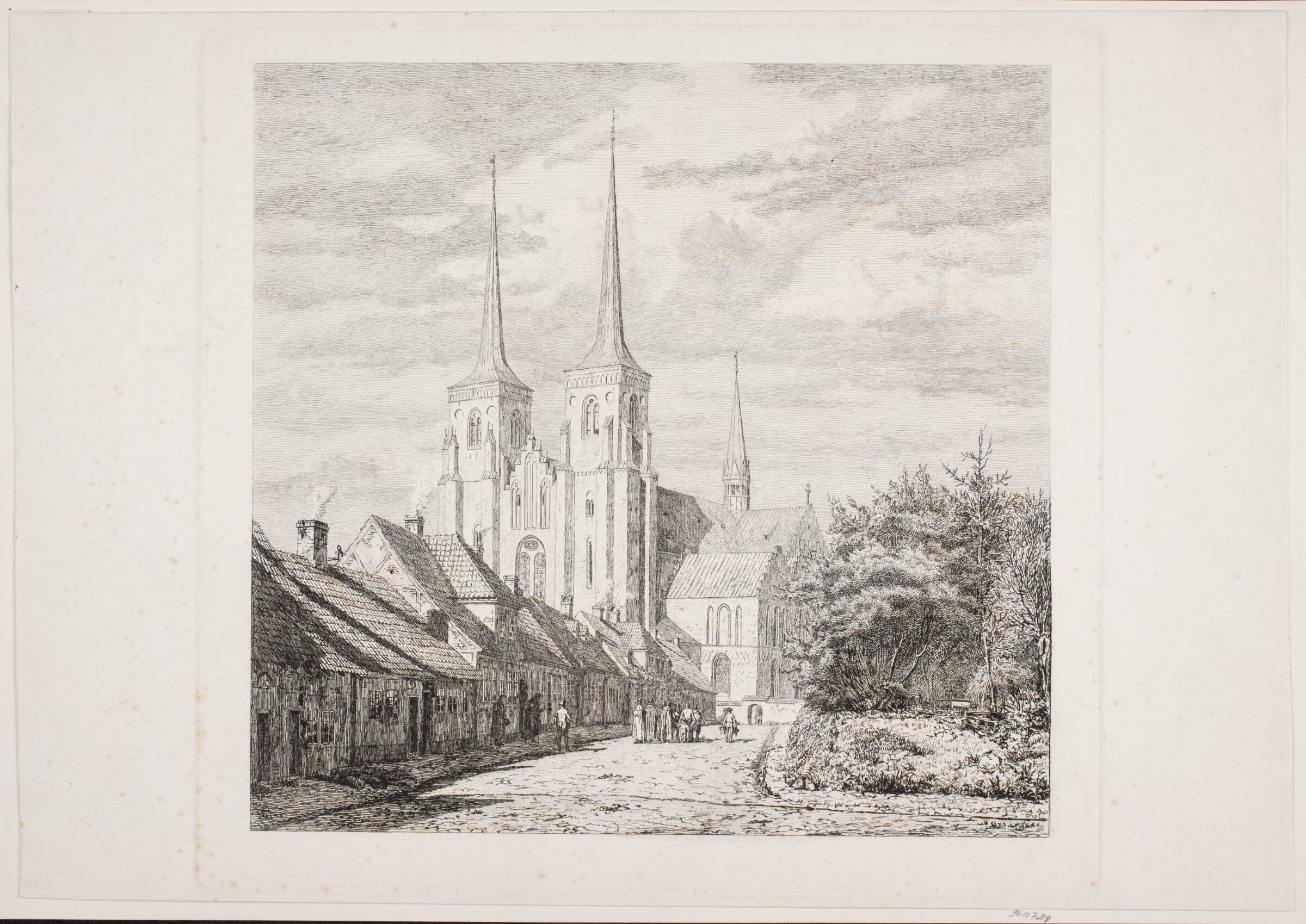 Roskilde Domkirke, set fra Sydvest, Jørgen Roed, 1837