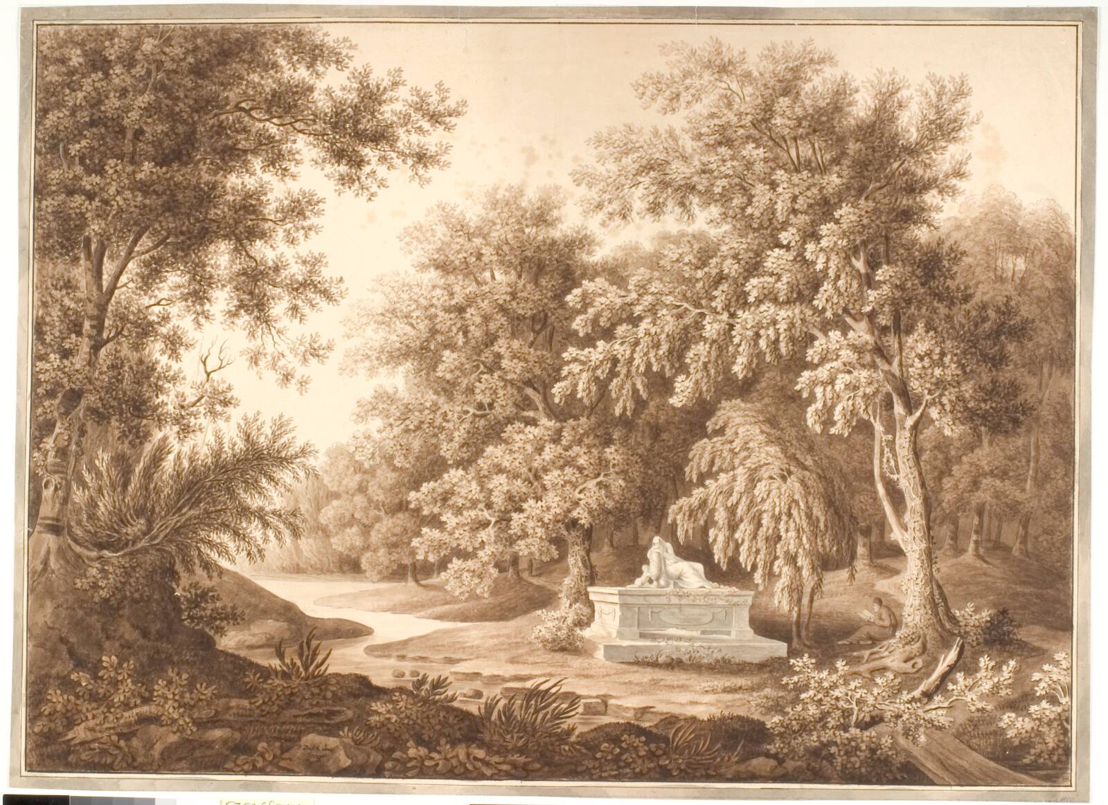 Park med et gravmæle, Anton Carl Dusch, 1800