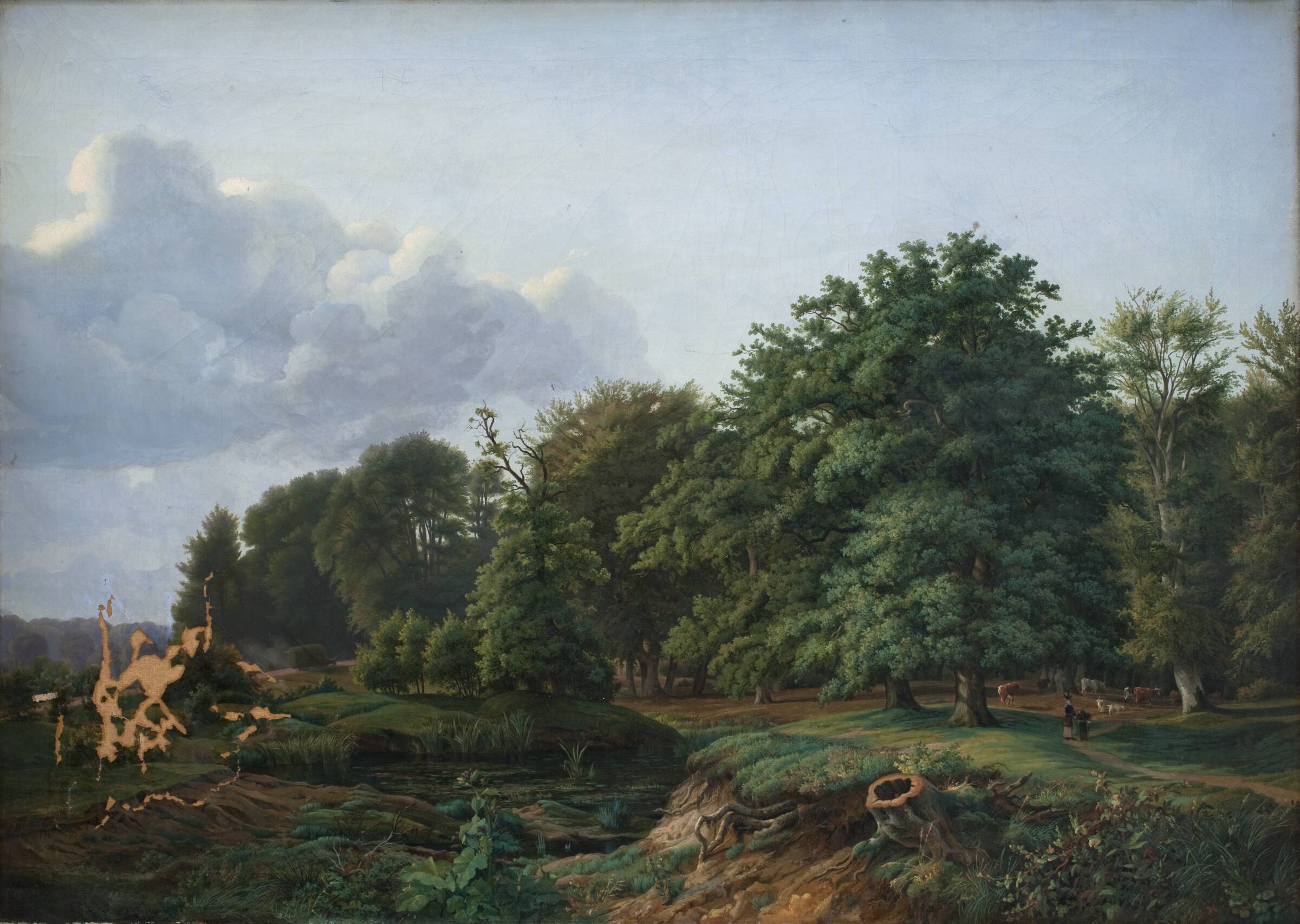 Skovparti ved Hellebæk. Eftermiddag, Hermann Carmiencke, 1835
