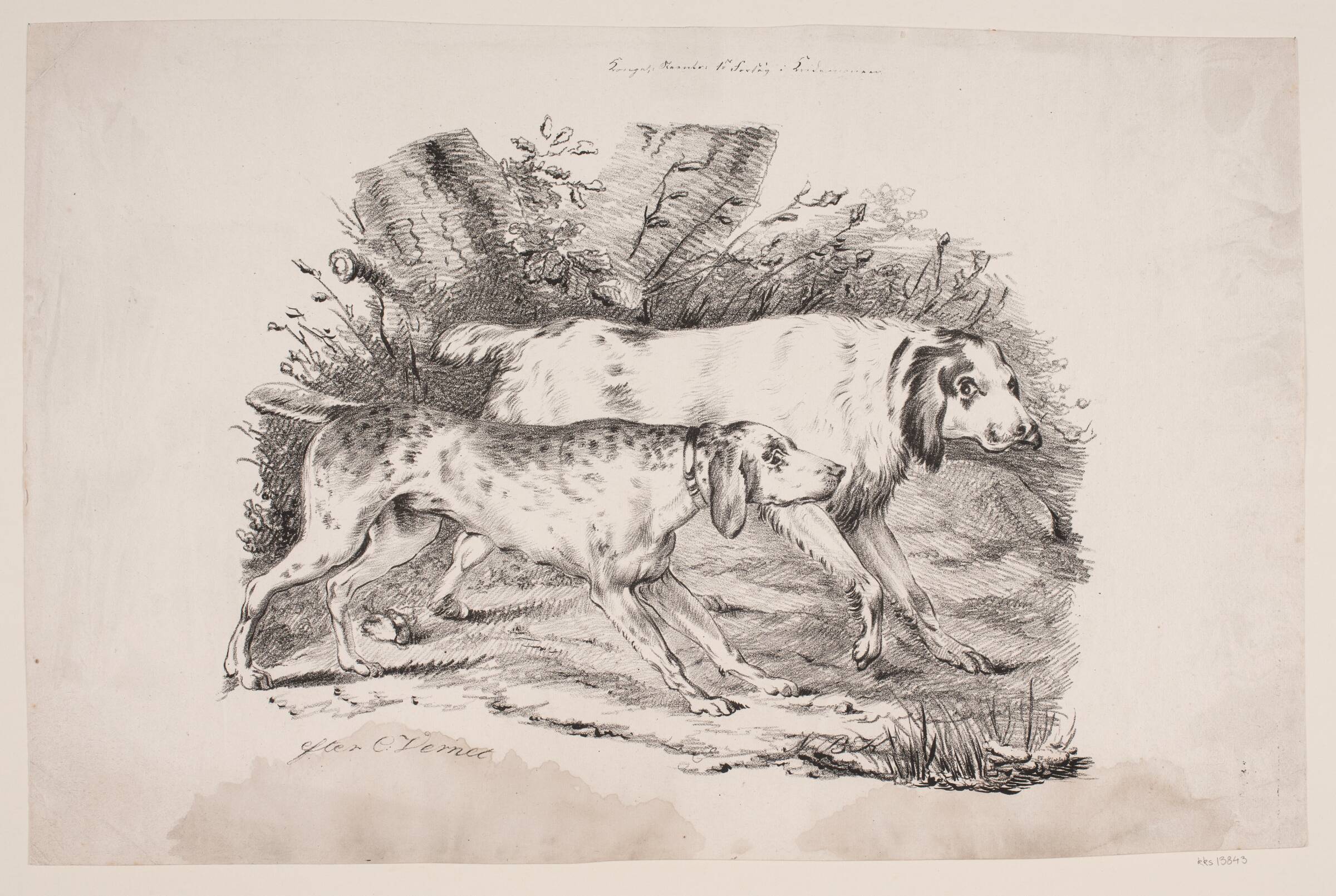 To jagthunde, N.B. Krossing, 1800-1899