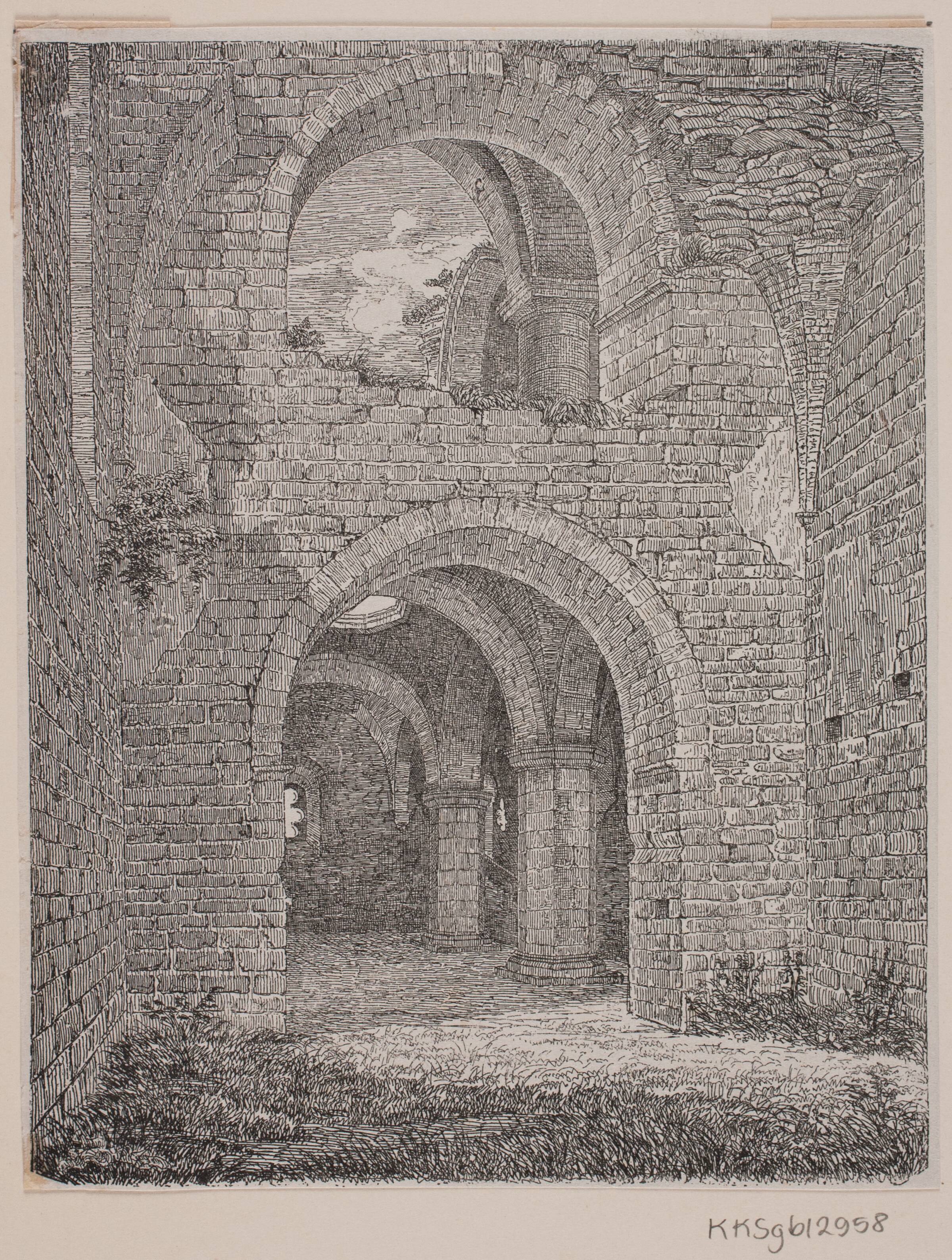 Helligåndskirken i Visby set fra koret, Julius Magnus-Petersen, 1834-1866