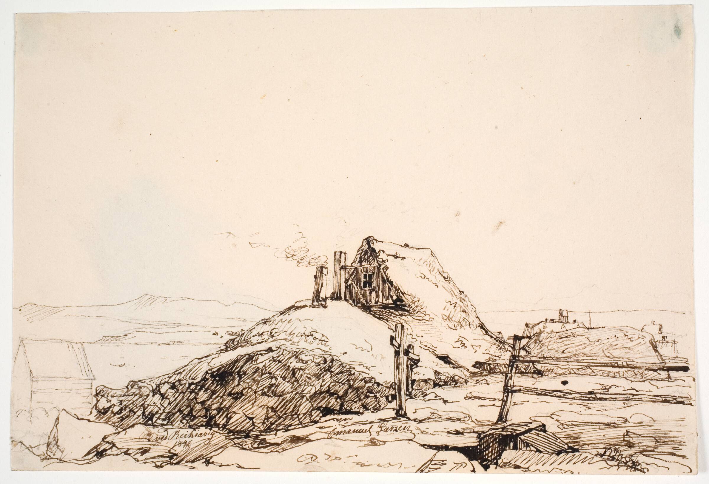 Jordhus ved Reykjavik, Emanuel Larsen, 1846