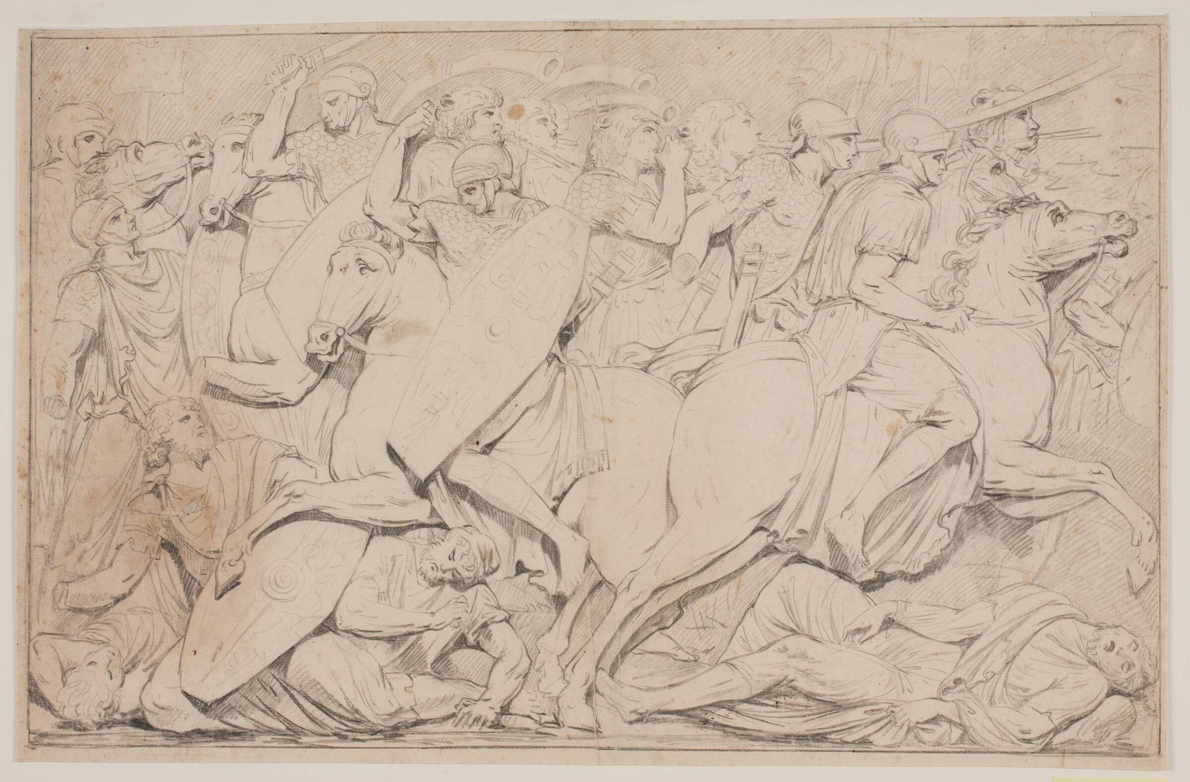 Kampscene med faldne fjender, Jacques François Joseph Saly, 1717-1776
