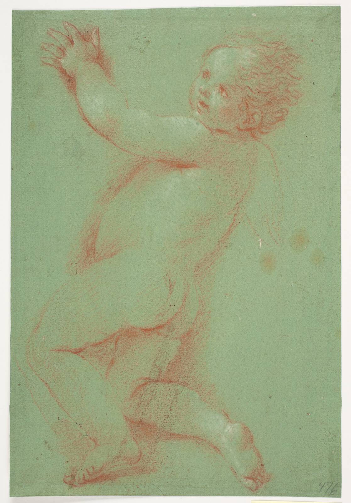 Halvknælende erot? engel?, by Jacques François Joseph Saly, 1717-1776