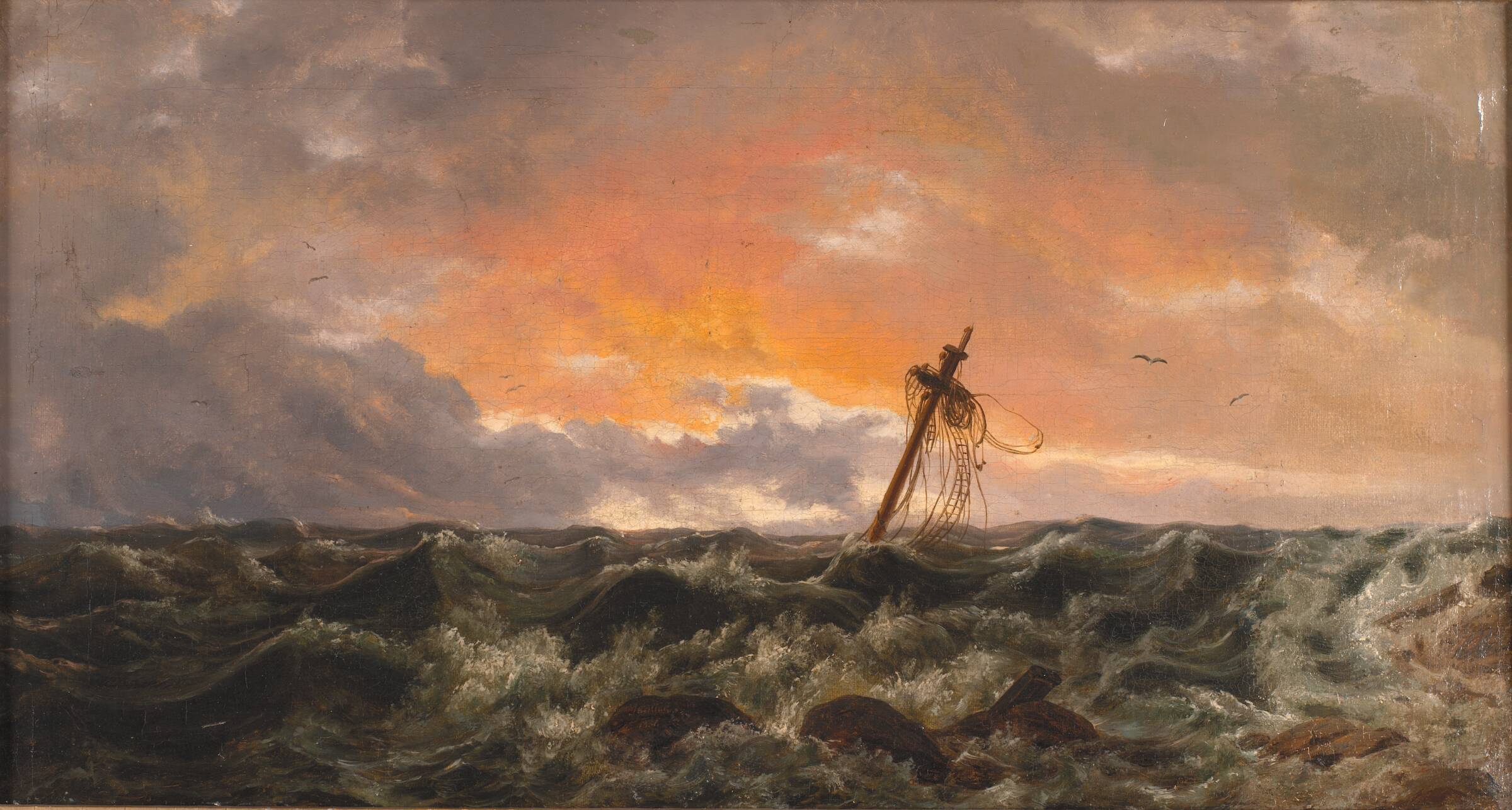 Søstykke med et vrag, J.C. Dahl, 1831