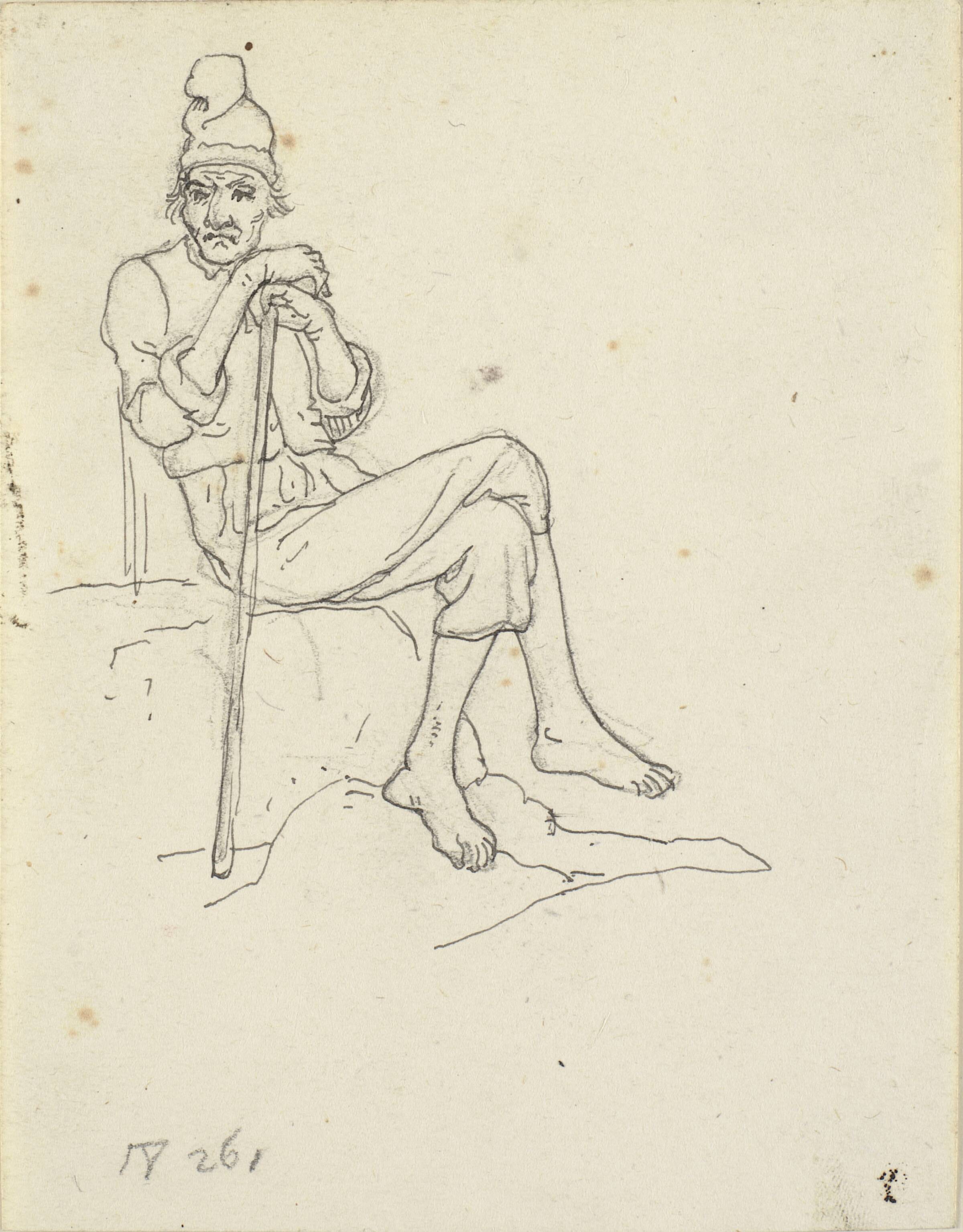 Siddende gammel fisker, Wilhelm Marstrand, 1810-1873