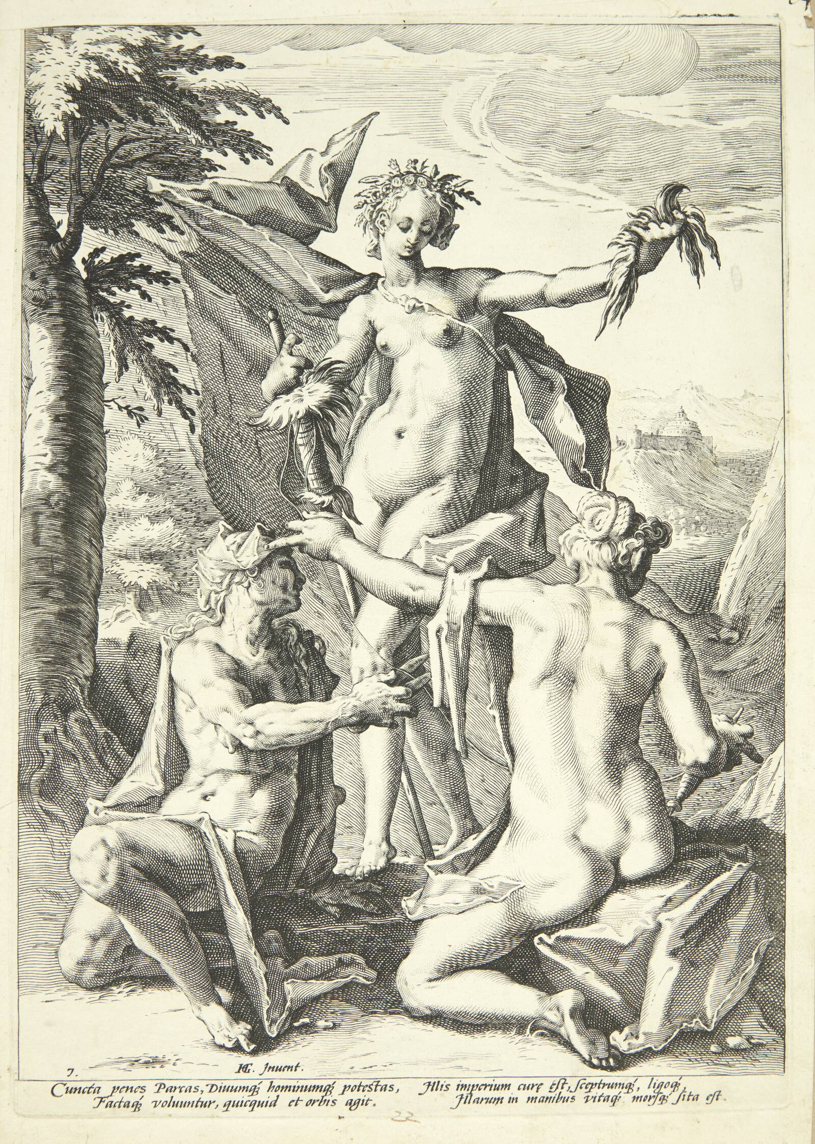De tre skæbnegudinder, Jacob Matham, 1588