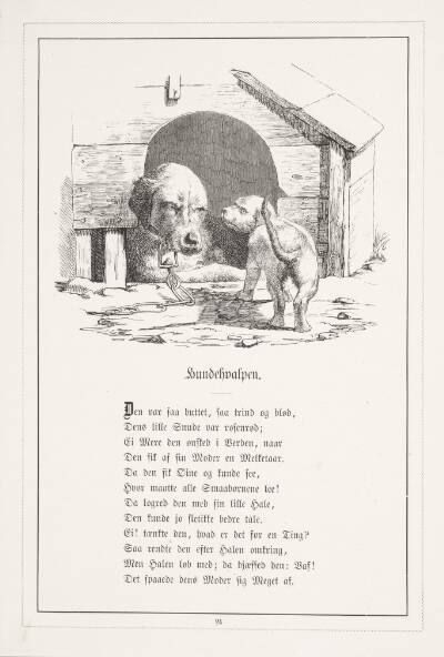 Hundehvalpen. Illustration til H.V. Kaalund, "Fabler for Børn"