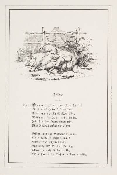 Grisene. Illustration til H.V. Kaalund, "Fabler for Børn"
