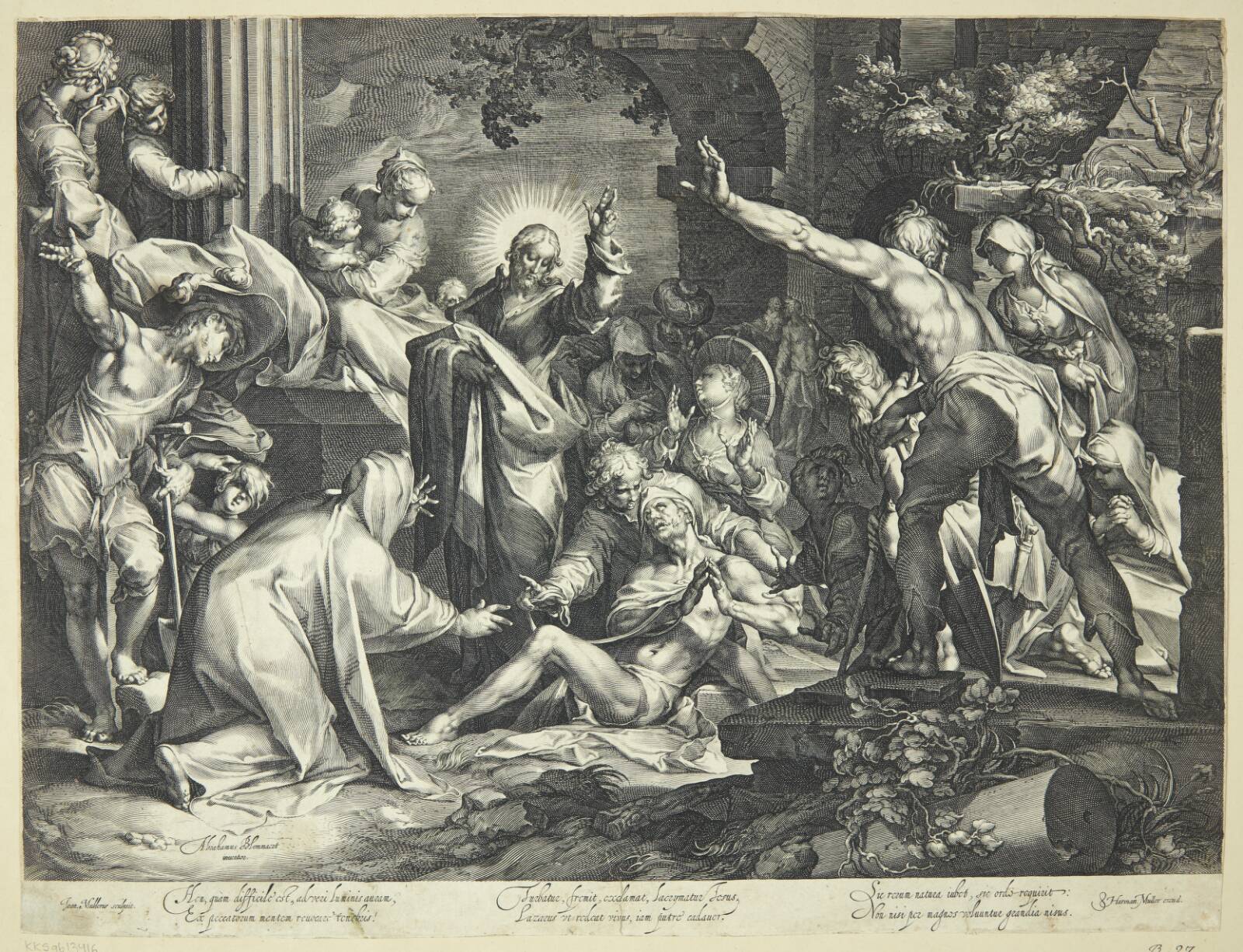 Lazarus' opvækkelse, Jan Harmensz. Muller, 1598-1601