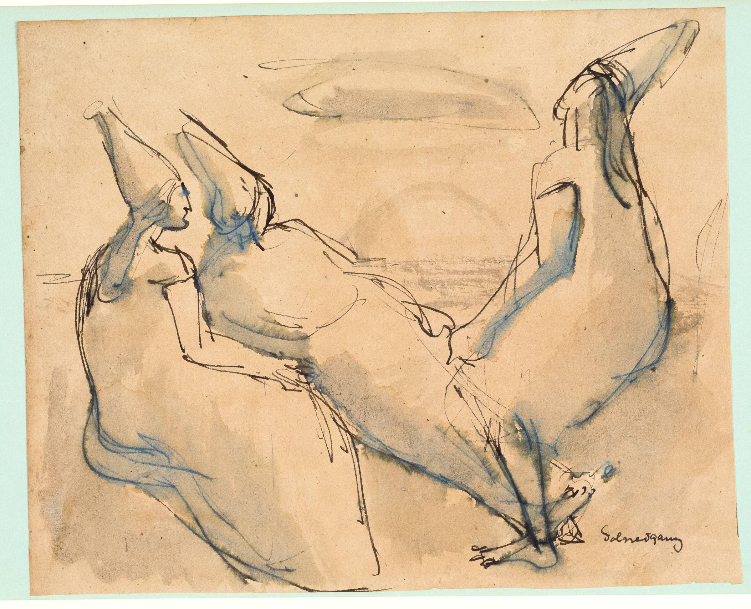 Tre kvinder. Solnedgang, Gottfred Eickhoff, 1902-1982