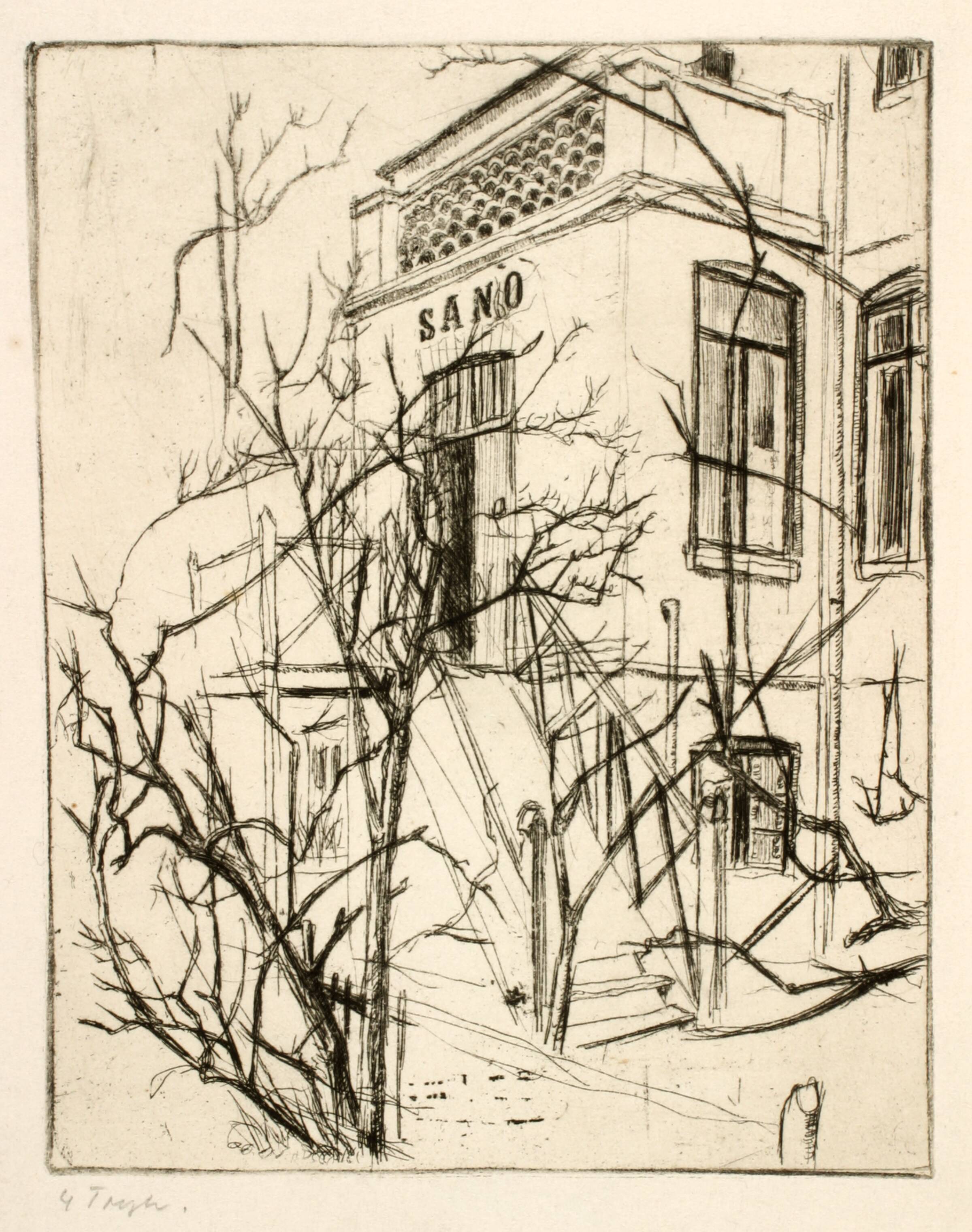 Parti af huset "Sano" med trappe, Gunnar Aagaard Andersen, 1940