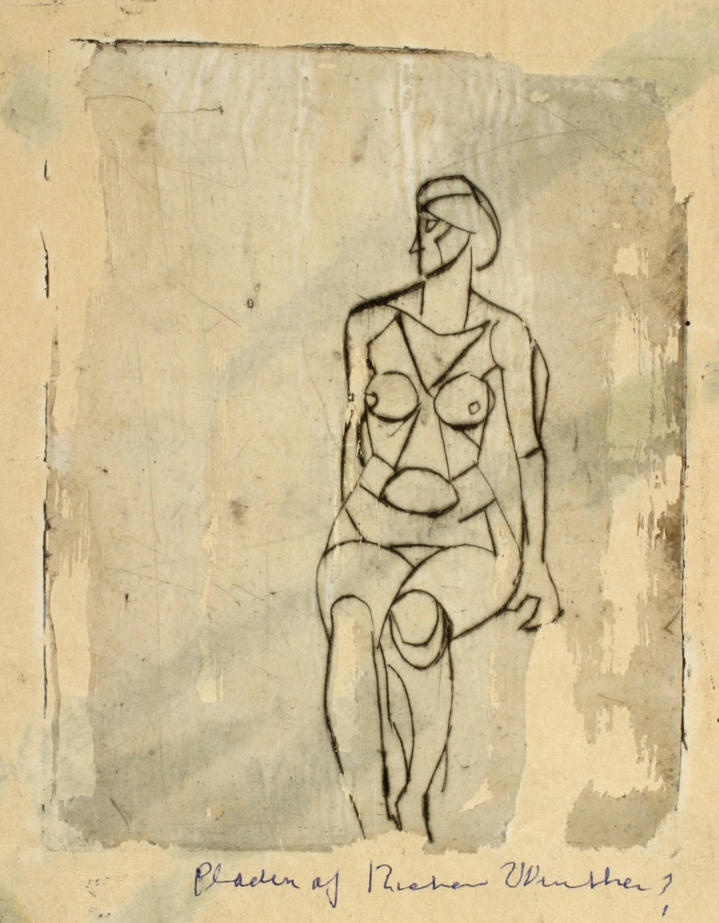 Siddende kvindelig model, Richard Winther, 1958