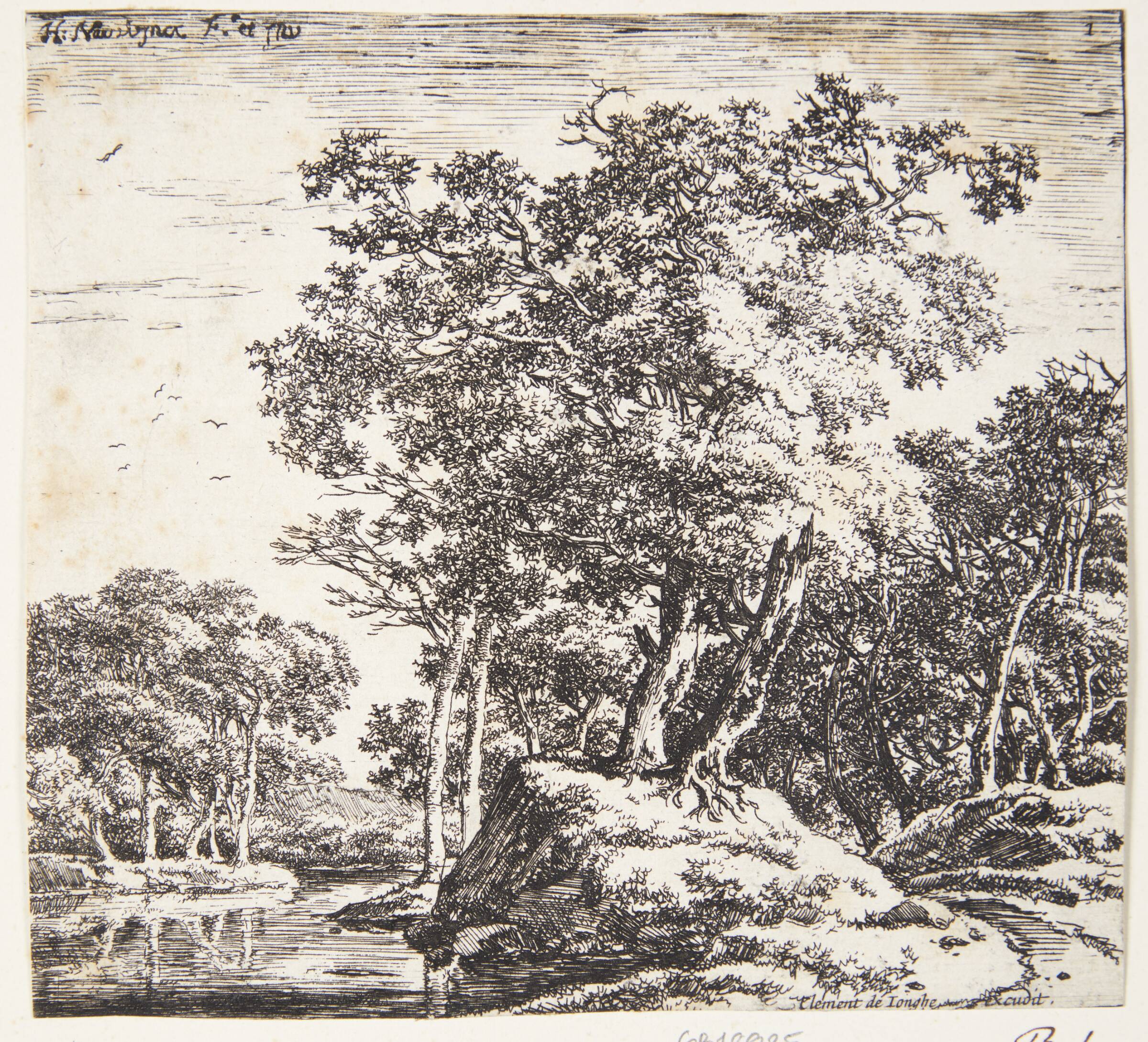 En lille bakke med to træer, Herman Naiwincx, 1623-1670
