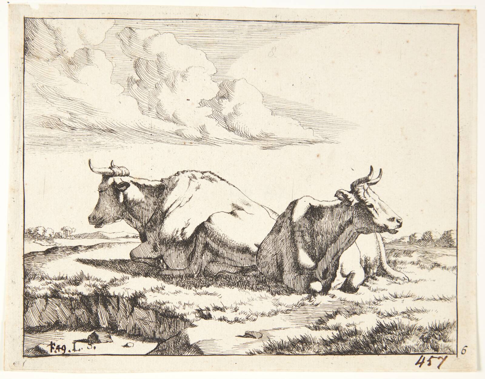 To liggende køer, Marcus de Bye, 1638-1690