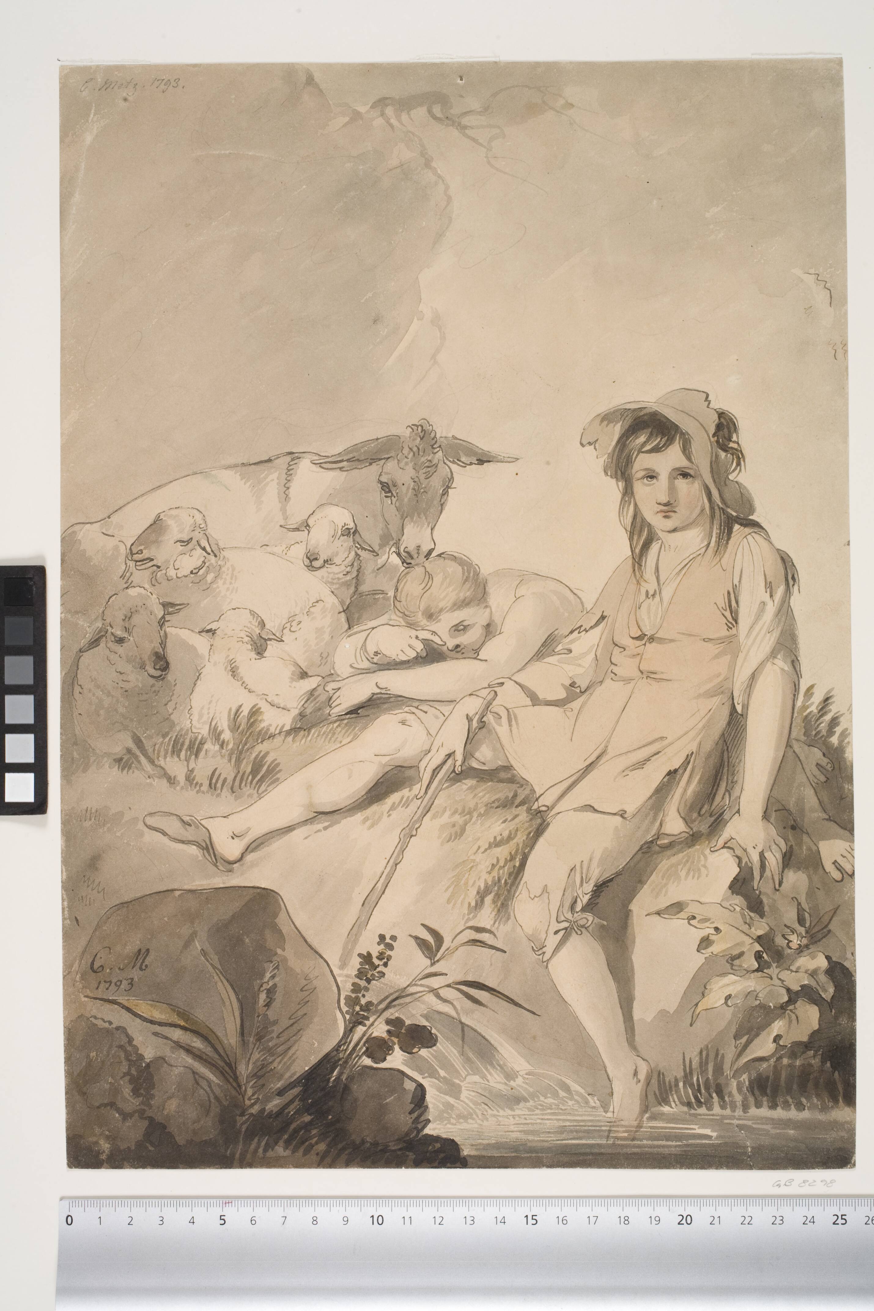 Pastoral scene with two children and animals