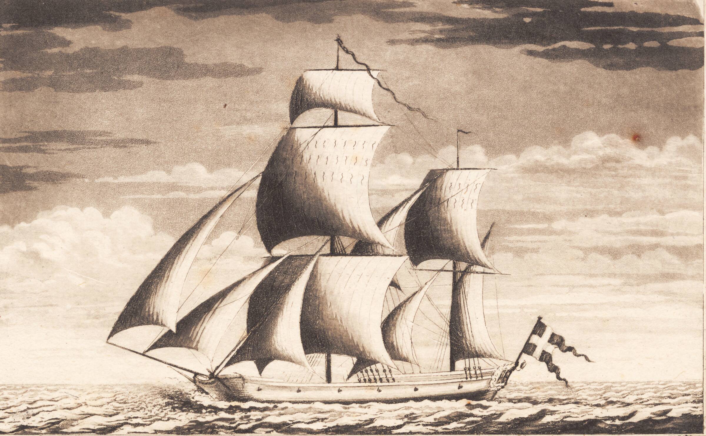 Suite af skibe. Hukkert, J.F. Clemens, 1748-1831