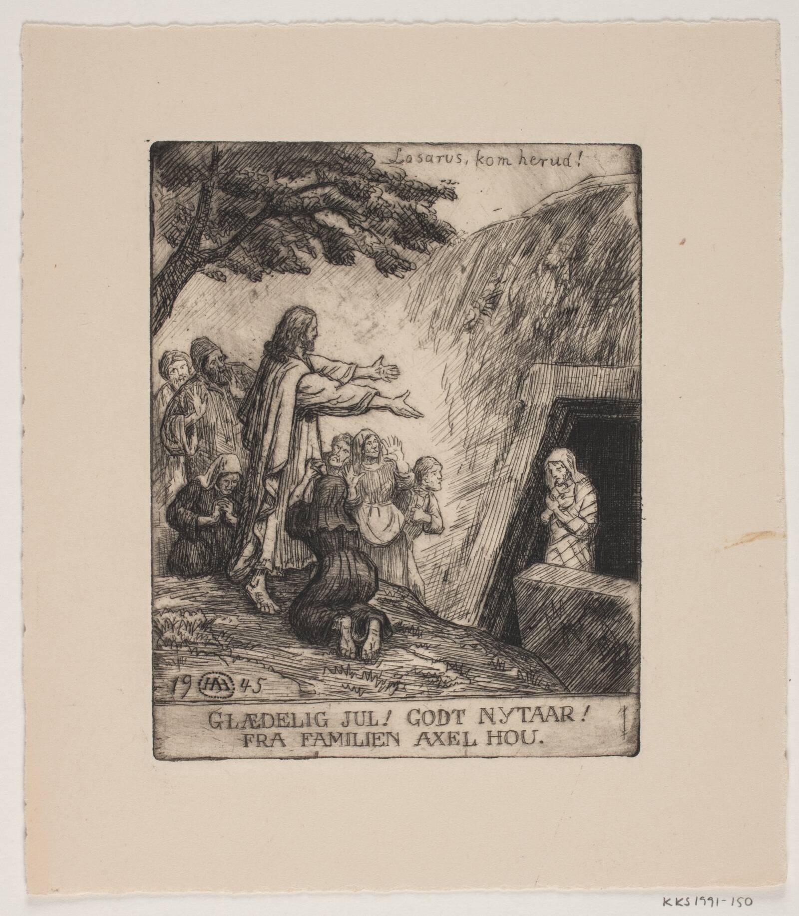 Jule- og nytårskort, Axel Hou, 1945
