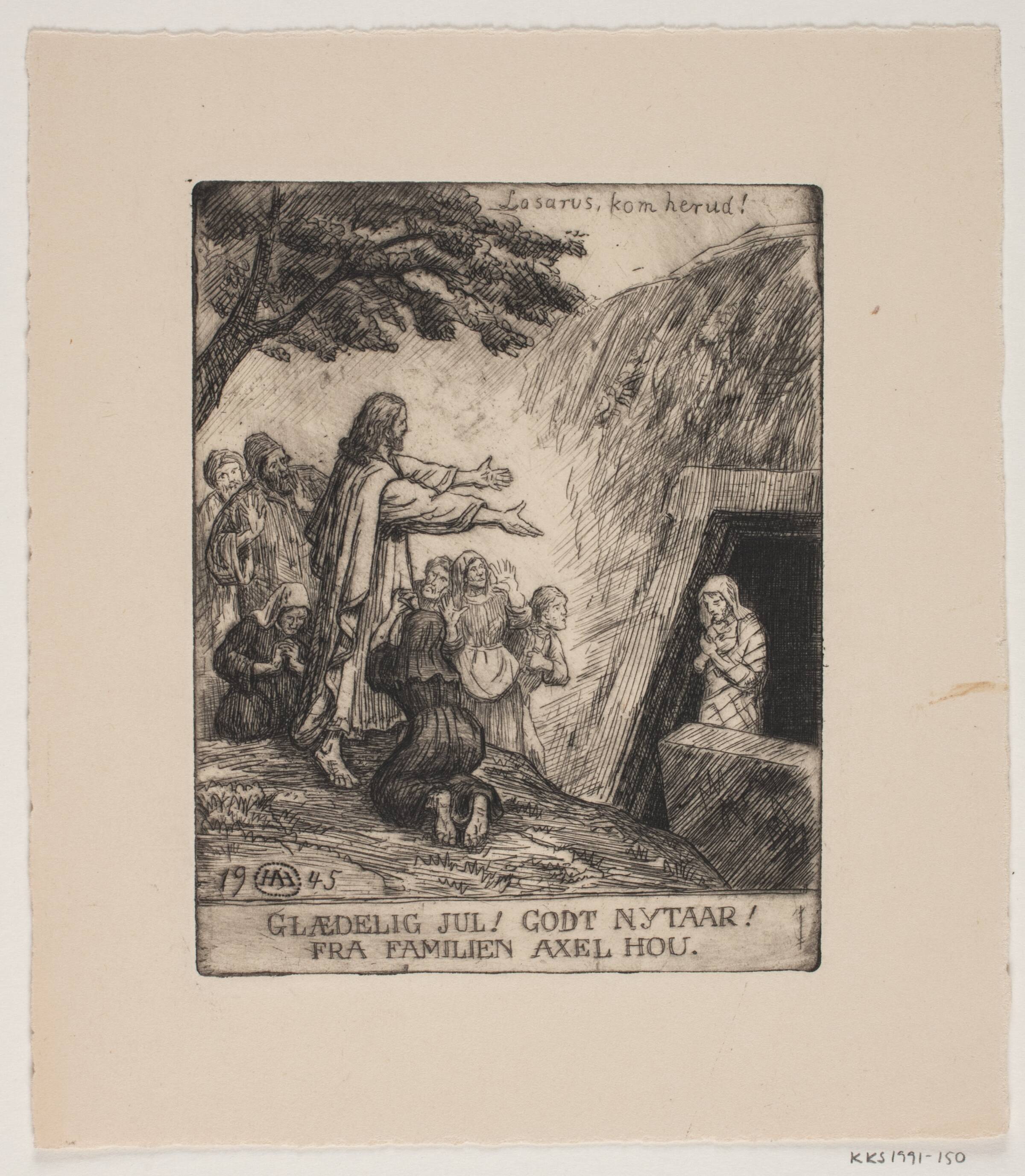 Jule- og nytårskort, Axel Hou, 1945
