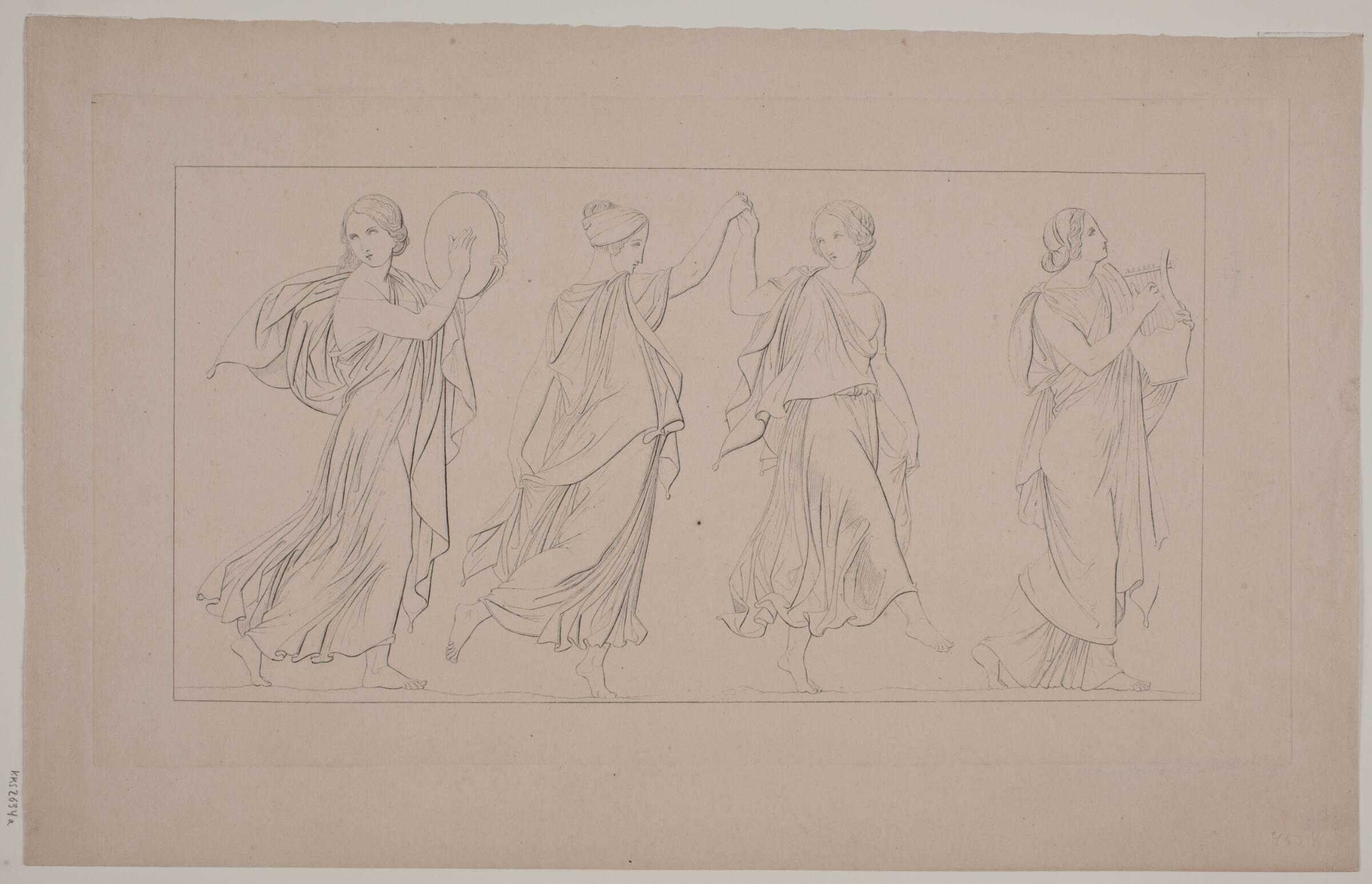 Dansende kvinder i antikt draperi, J.L. Lund, 1777-1867