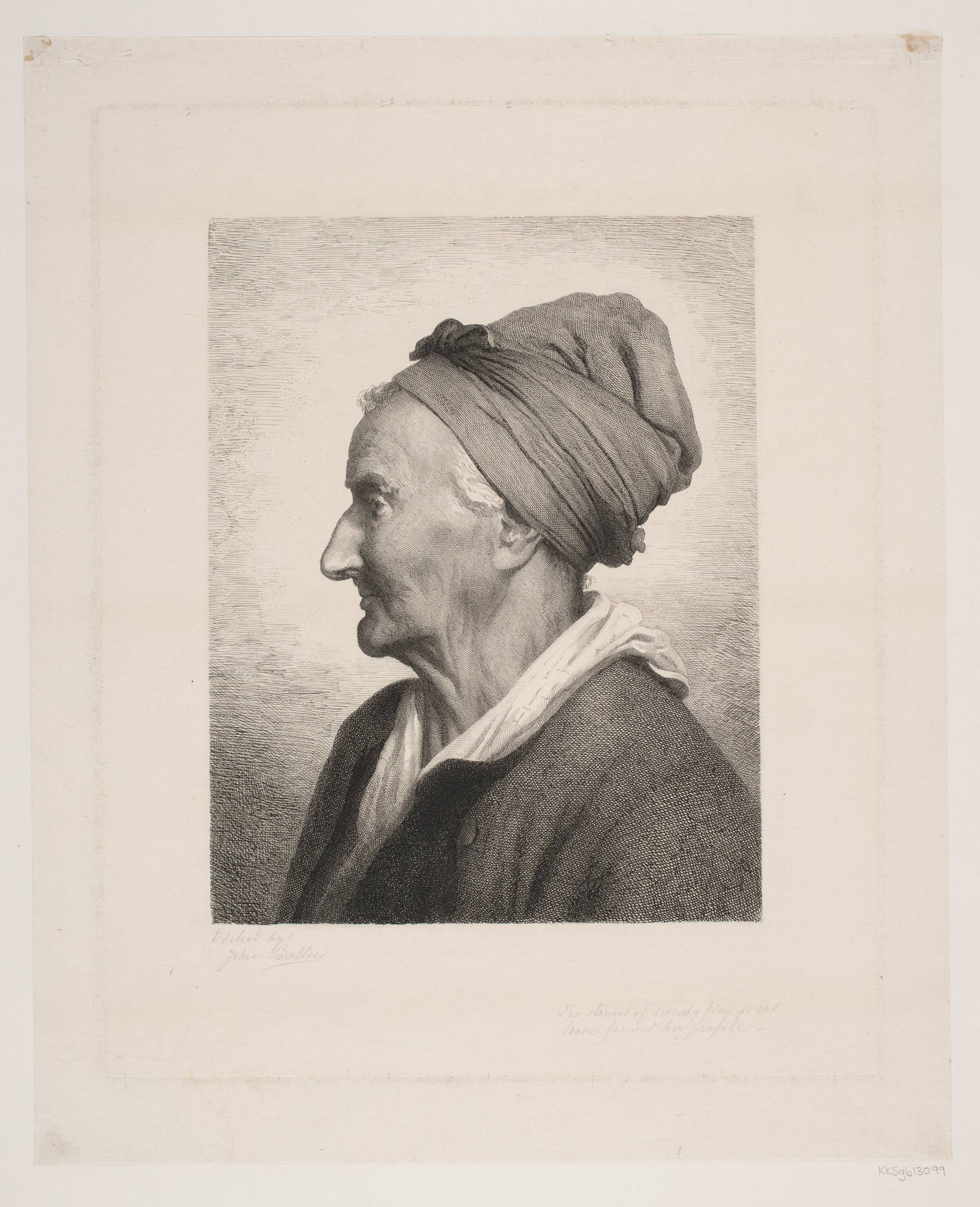 Brystbillede af en kone på 75 år, Joel Ballin, 1822-1885