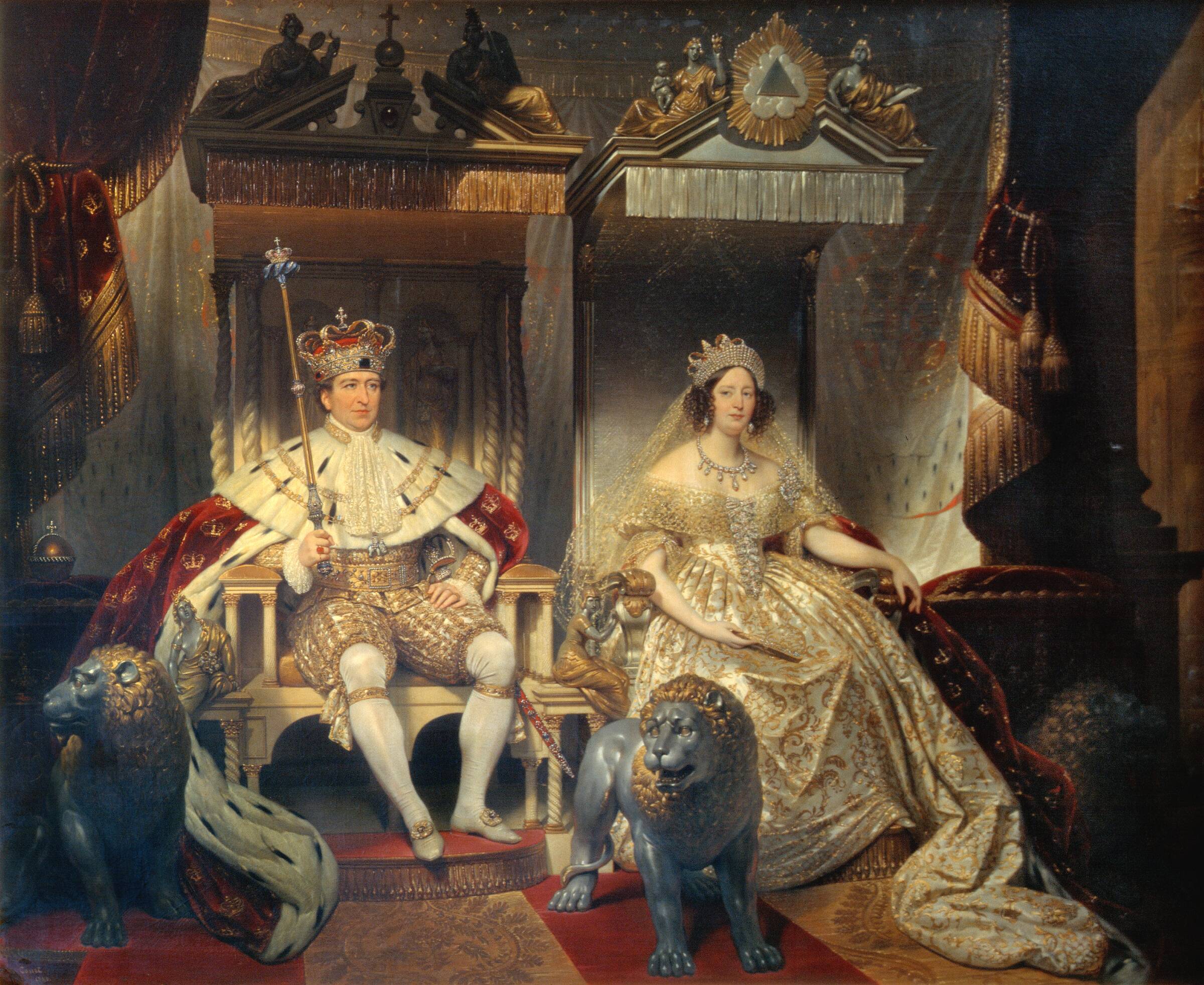 Christian VIII (1786-1848) og Caroline Amalie (1796-1881) i salvingsdragt, Joseph Désiré Court, 1841