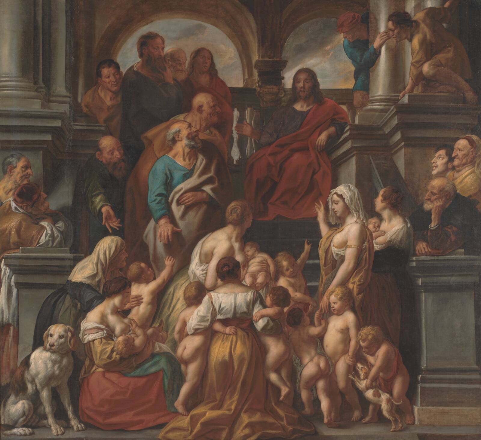 Christ blessing little Children. Suffer Little Children to Come unto me, by Jacob Jordaens, 1660-1669