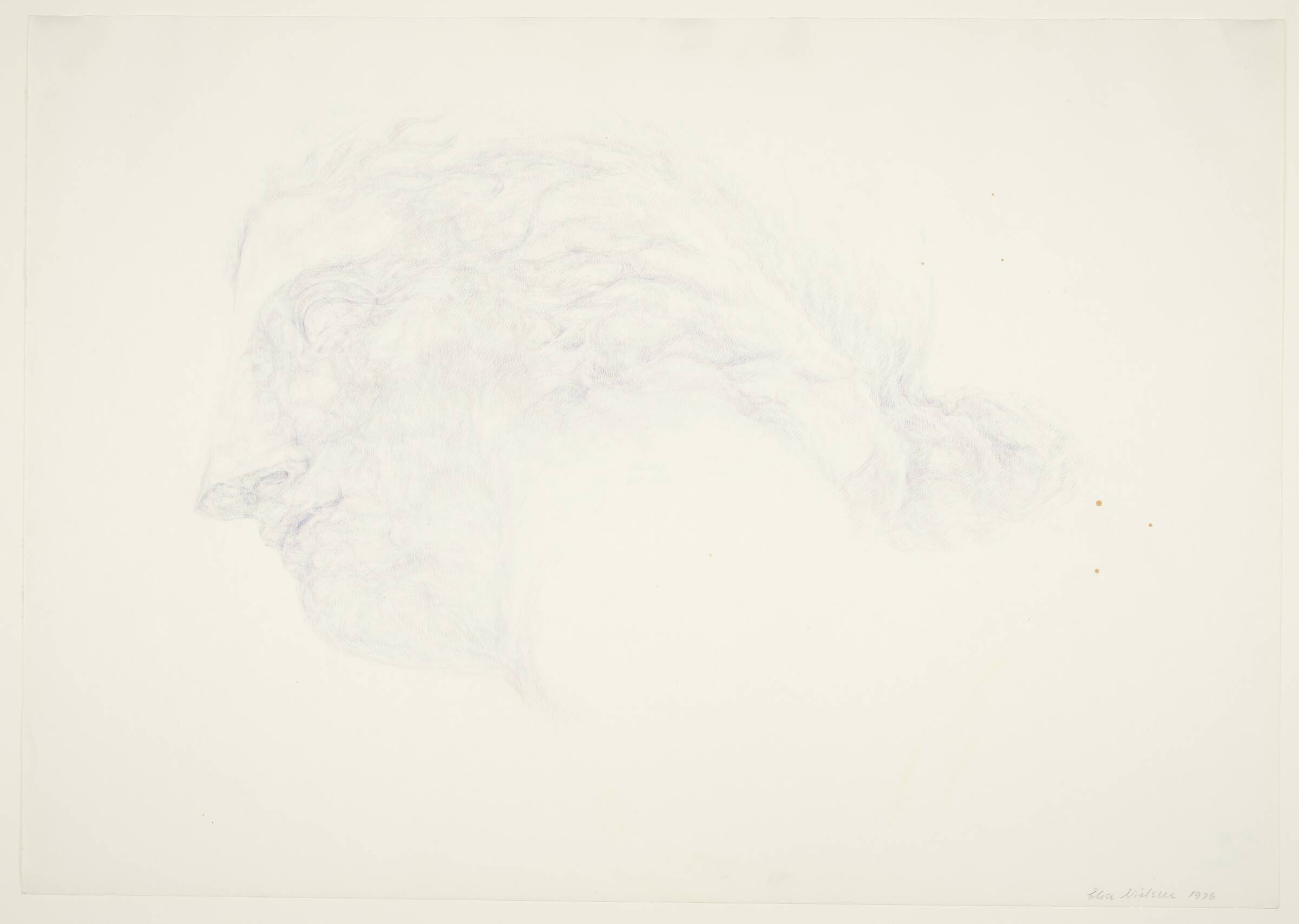 Studie af et liggende antikt hoved i profil, Elsa Nielsen, 1976