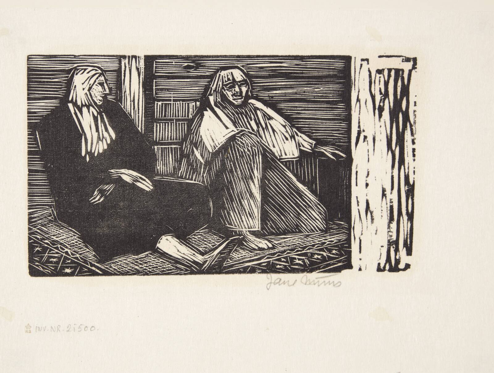 To siddende tyrkiske kvinder, Jane Muus, 1954