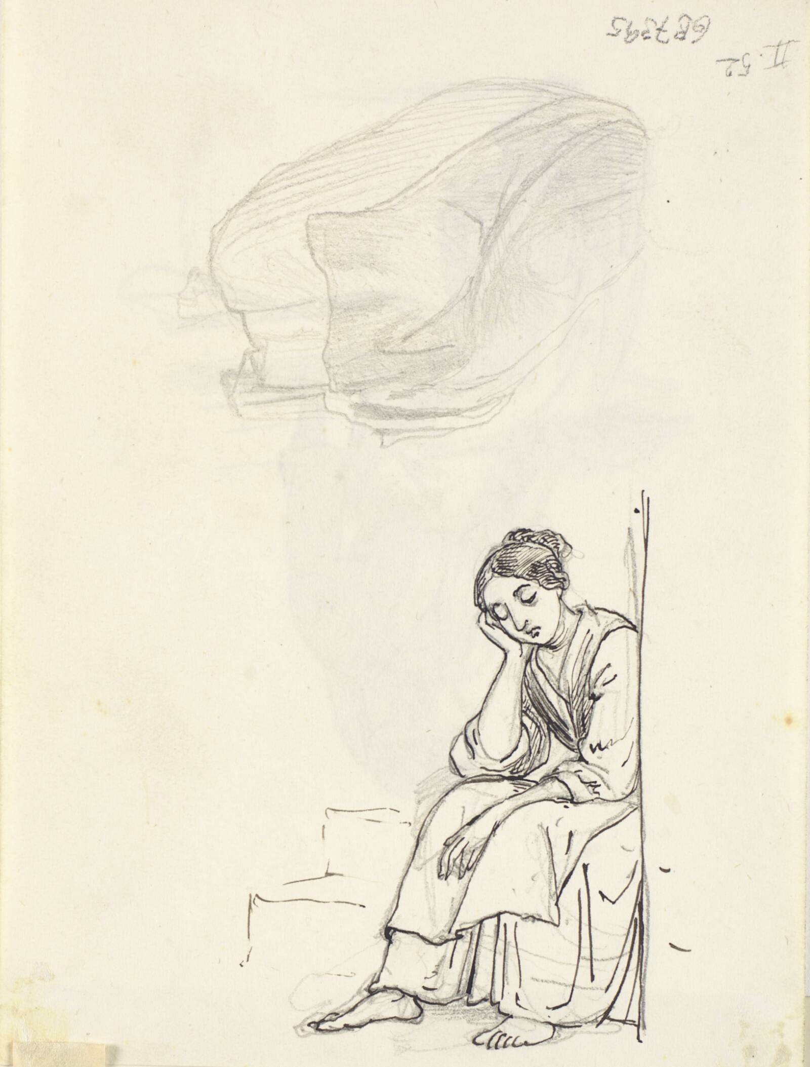 Siddende, sovende pige, Wilhelm Marstrand, 1810-1873