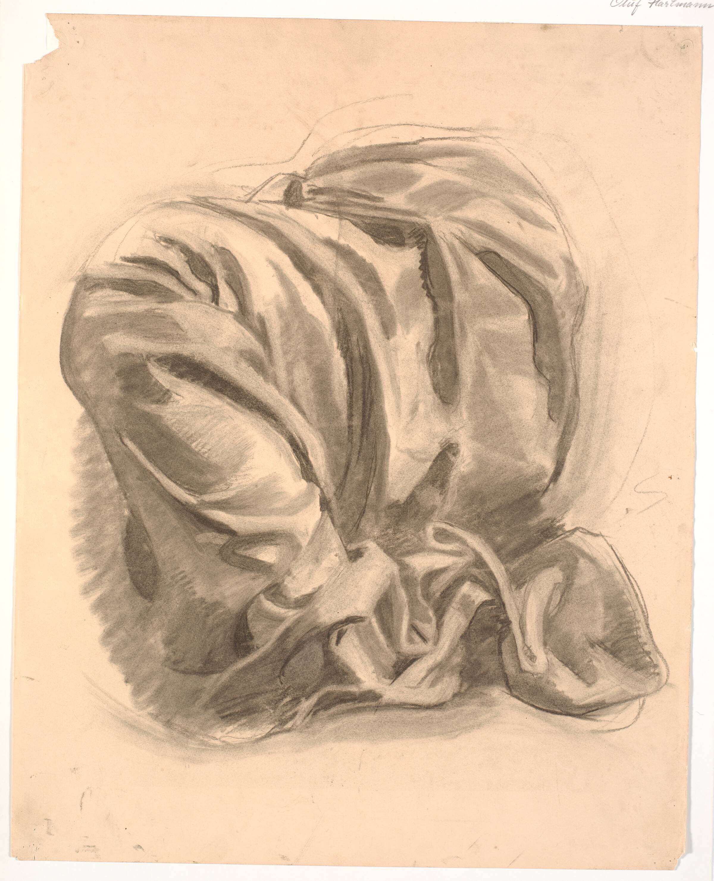 Studie af draperi, hvilende over et ben, Oluf Hartmann, 1879-1910