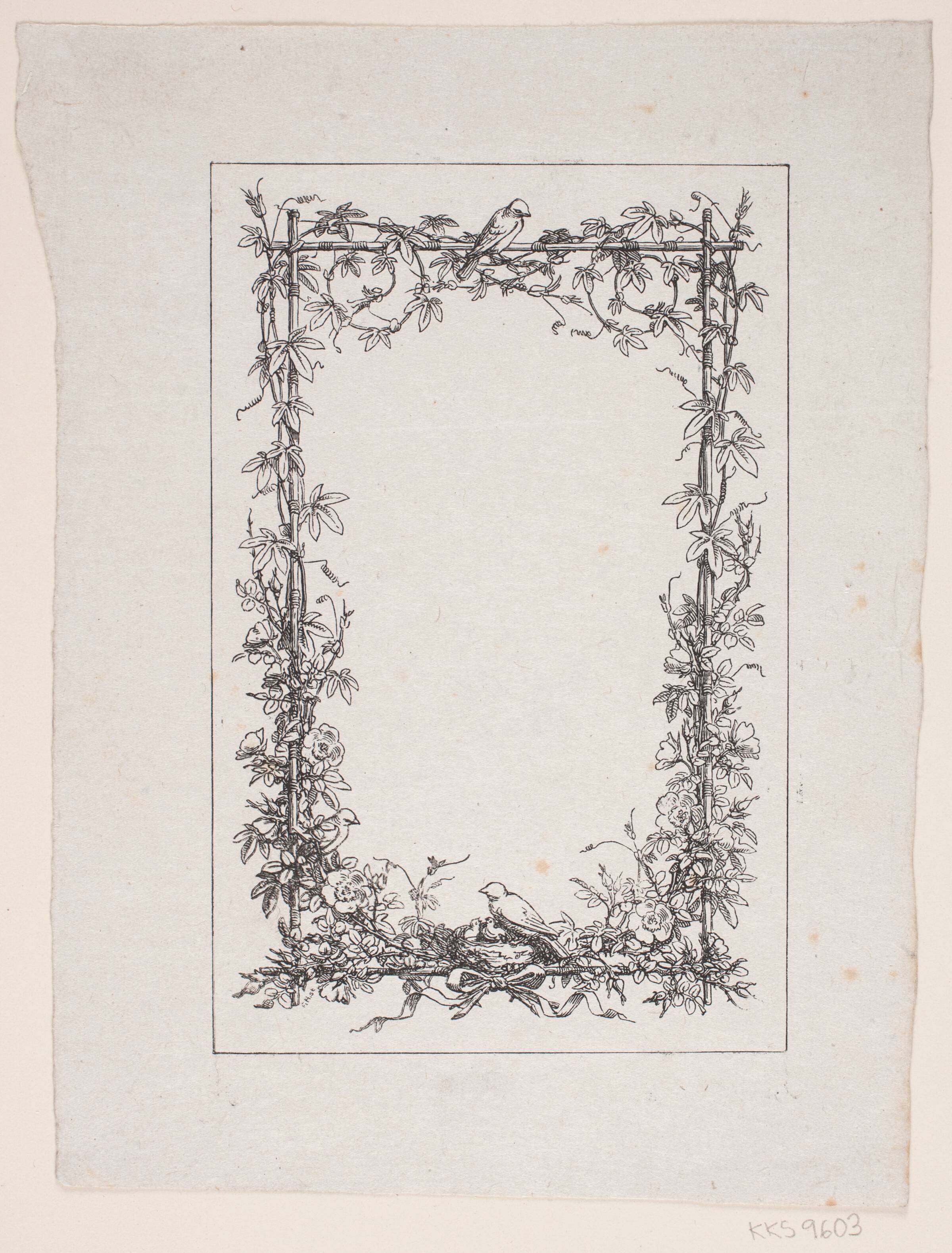 Indramning: Blomster og Fugle, F. Hendriksen, 1847-1938