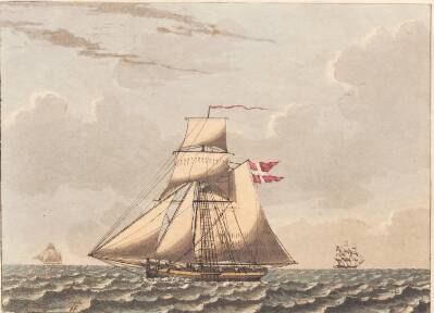 En dansk cutter at see i læ, med sidevind