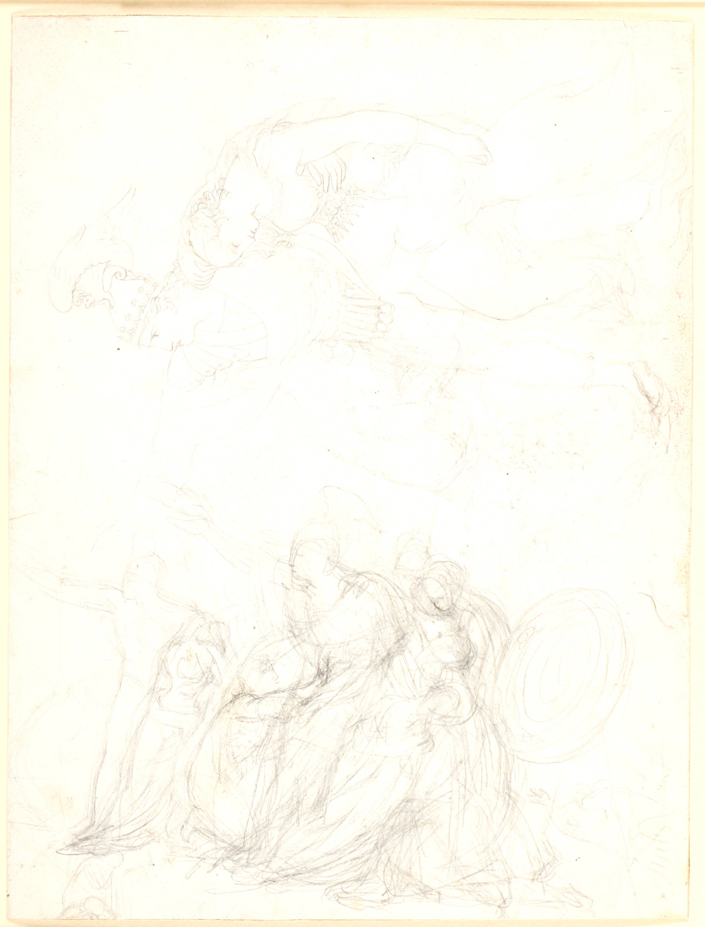 Fingal med Agandecca. To forskellige udkast til samme kompostion, C.G. Kratzenstein Stub, 1810-1816