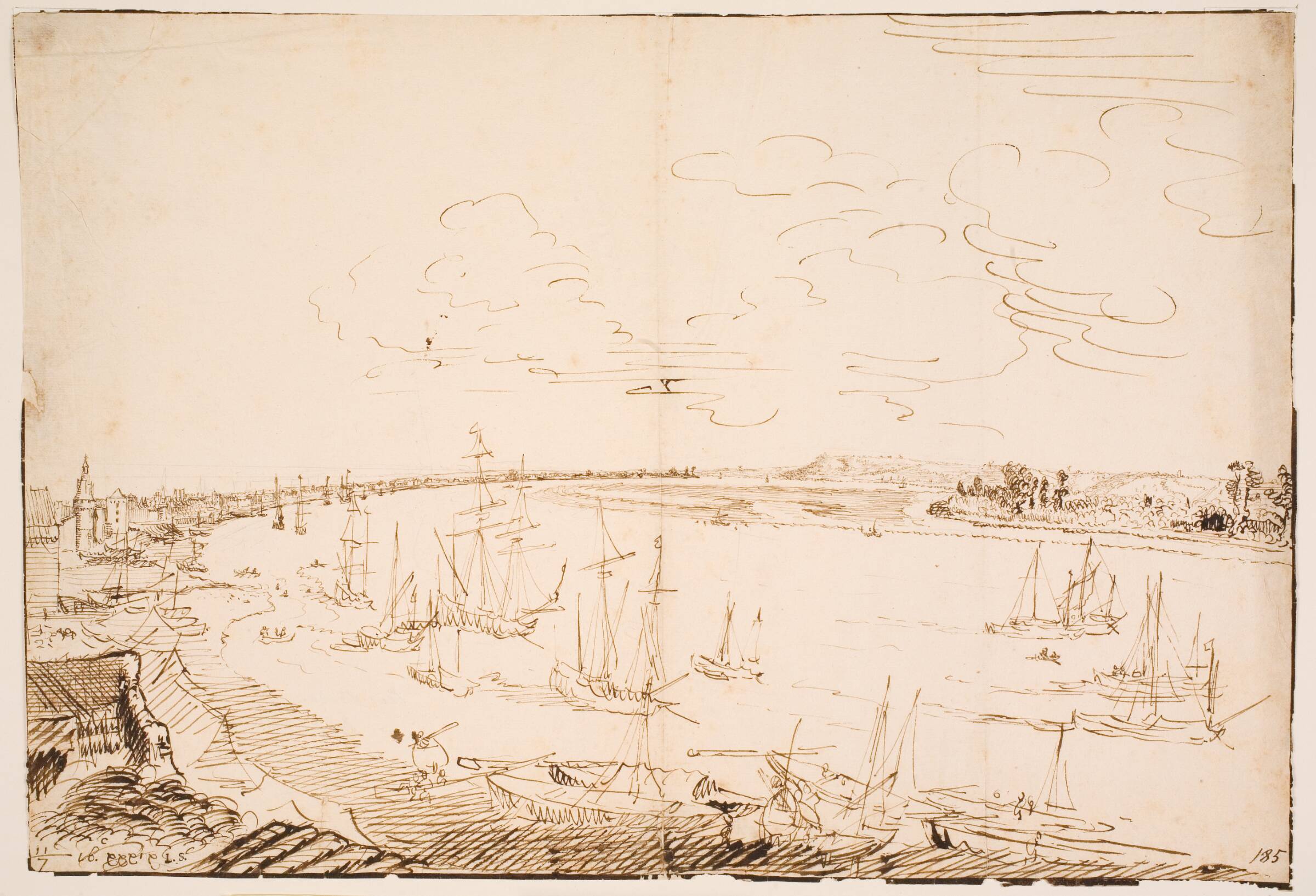 Bordeaux set fra floden, Herman van der Hem, 1639