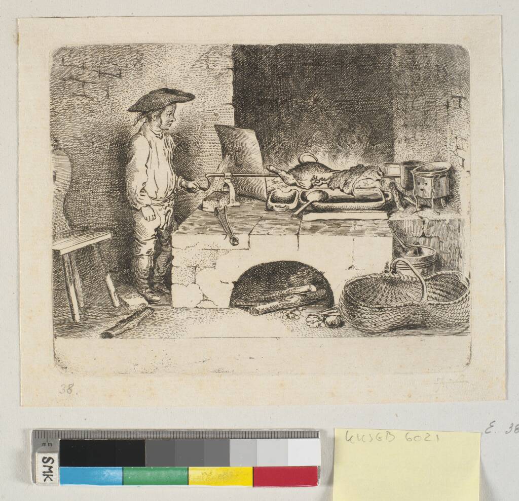 Dreng ved stegespid (Der Knabe beim Bratenwender), Daniel Nikolaus Chodowiecki, 1726-1801